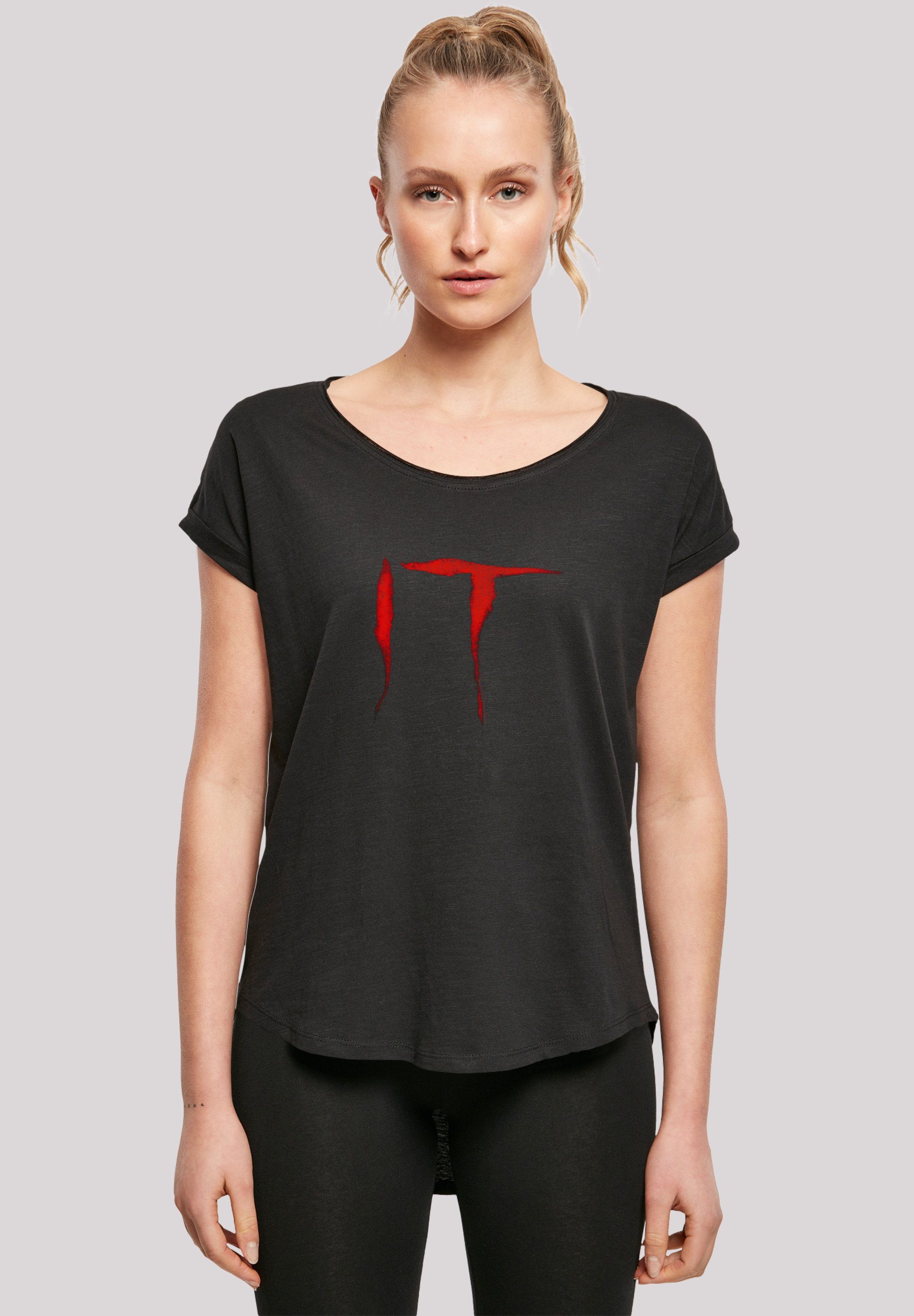 F4NT4STIC T-Shirt Long Cut T-Shirt IT Film ES Stephen King Distressed Logo Print schwarz