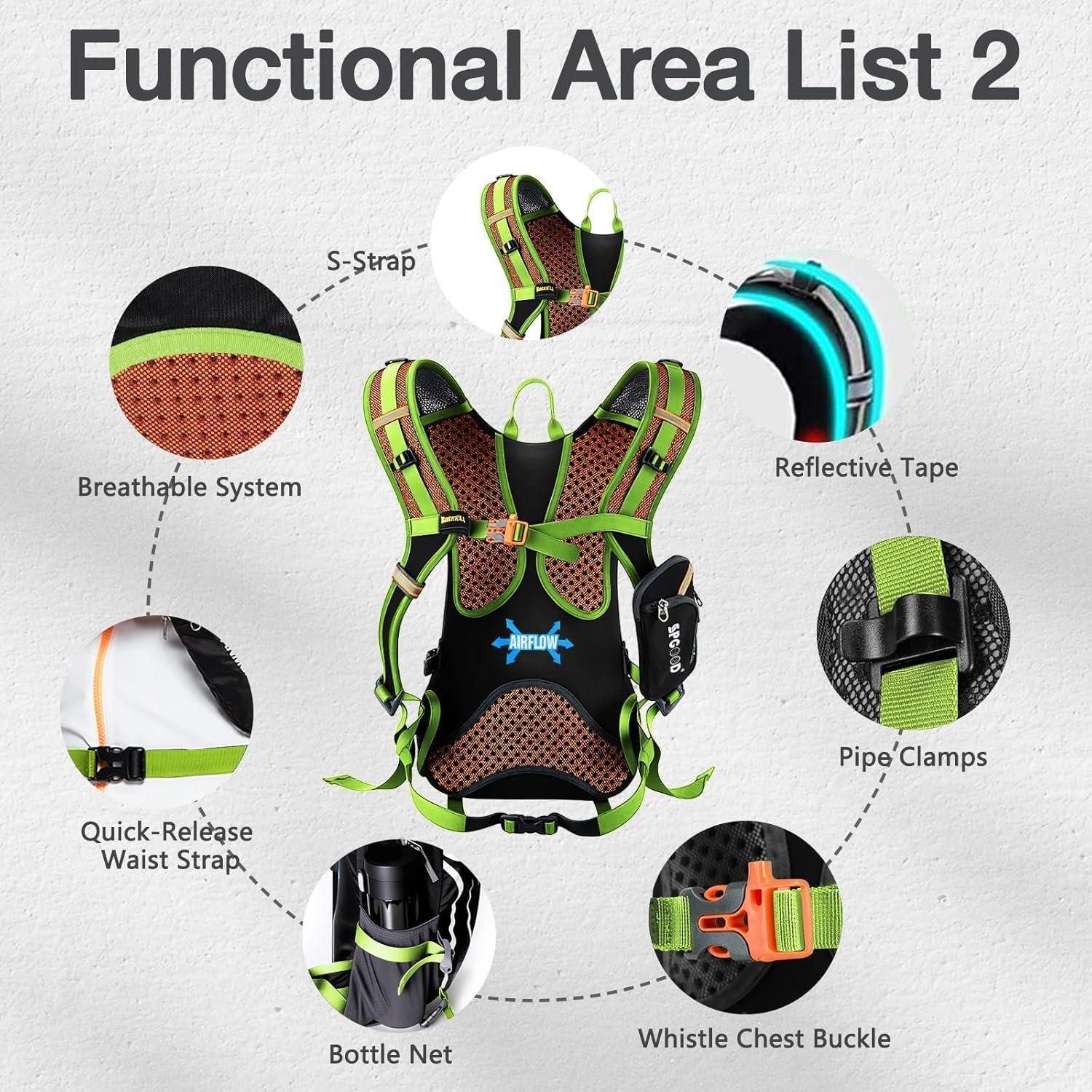 LuxusKollektion Fahrradrucksack Fahrradrucksack 25L 30L wasserdicht Helmabdeckung MTB Grün Schwarz 20L