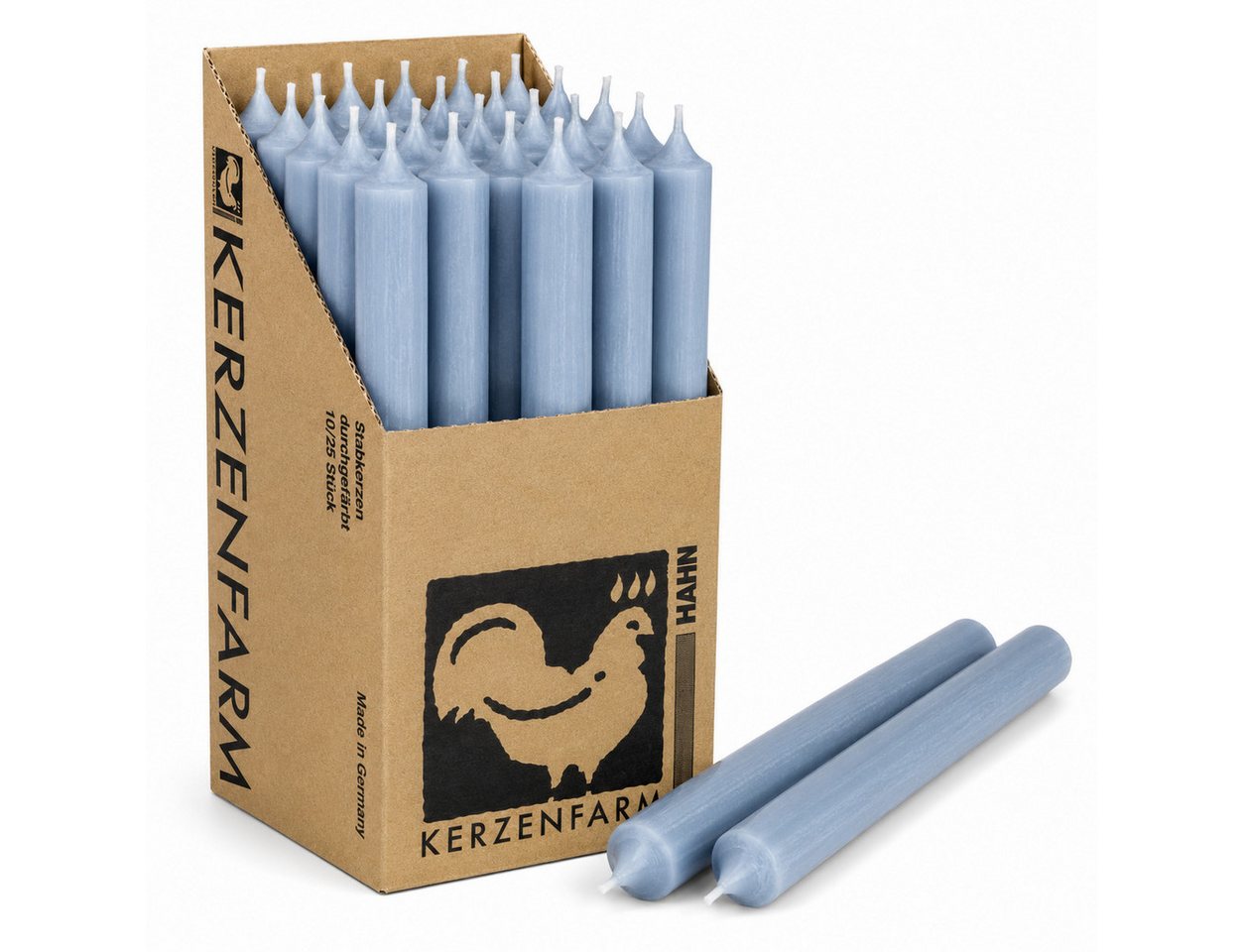 Hahn Kerzenfarm Spitzkerze Otto Extra lange Stabkerzen Taubenblau