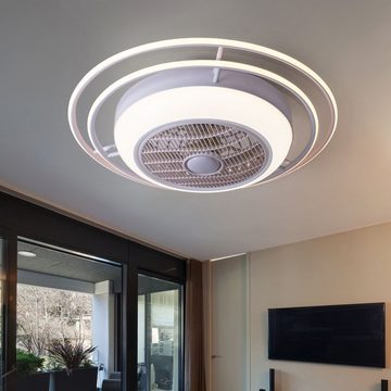 etc-shop Deckenventilator, LED Design Decken Ventilator Tageslicht DIMMER Lampe