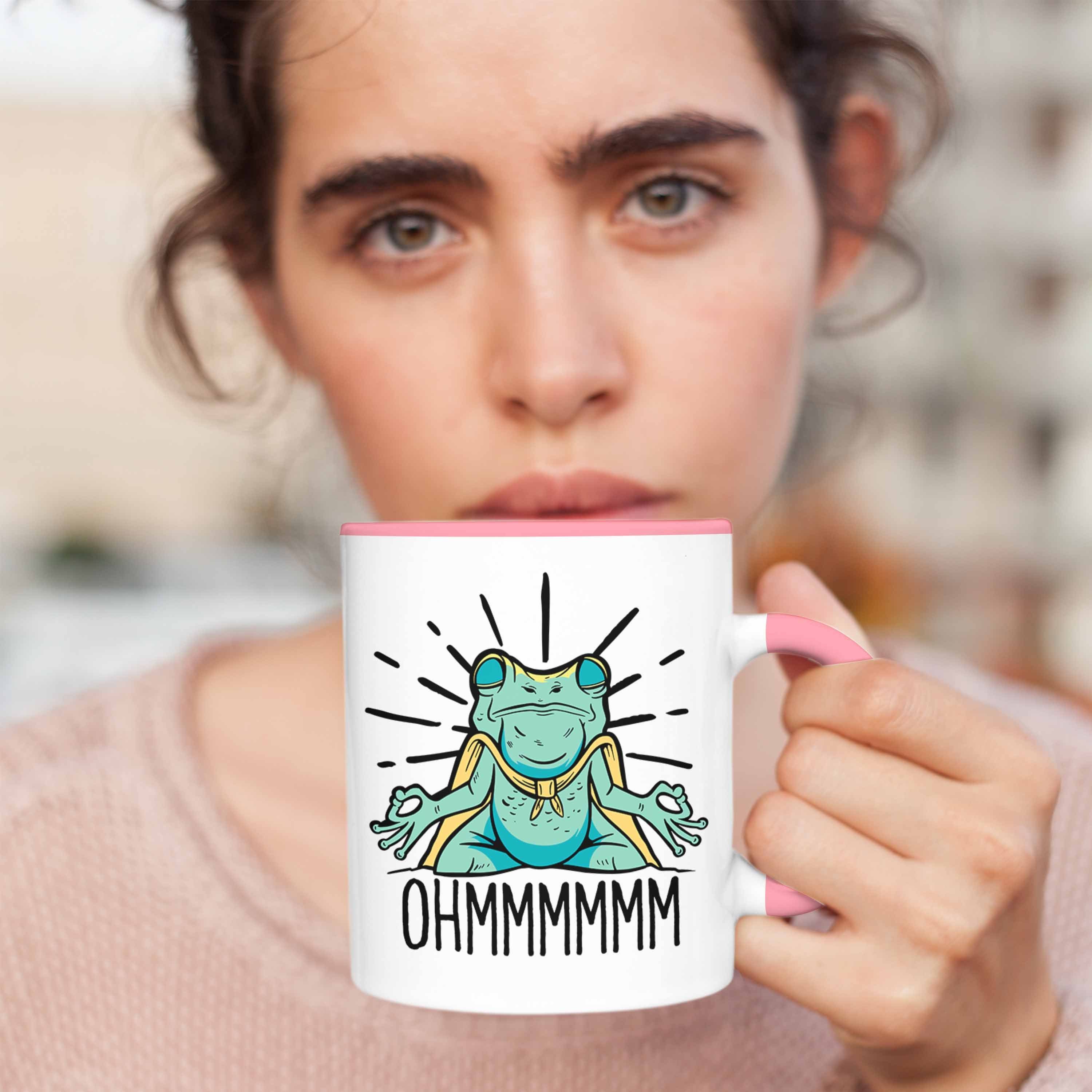 Frosch Mediration Trendation meditationsbegeisterte Rosa Tasse Geschenk Meditiere Tasse für