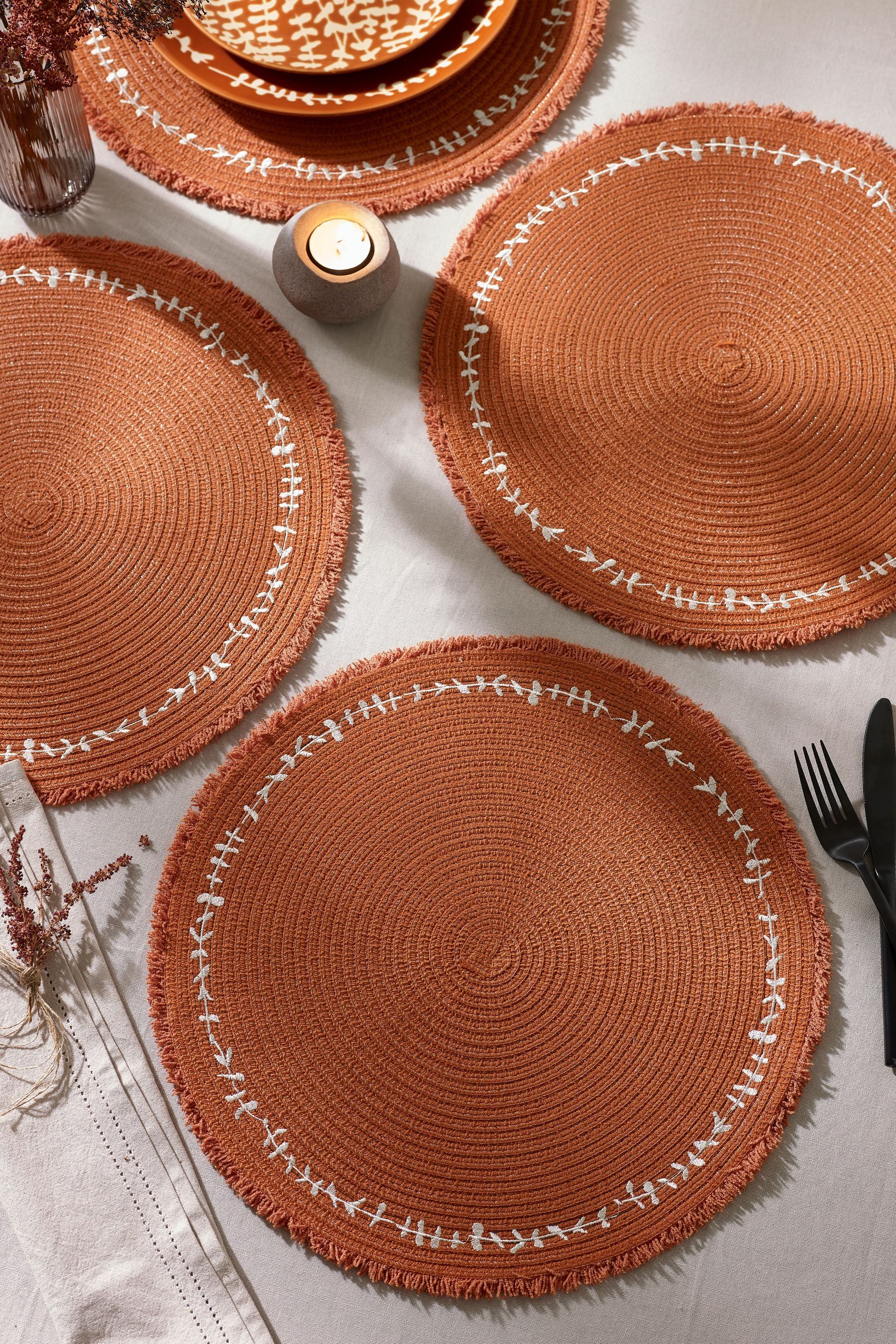 Next Platzset Tischset mit Blattstickerei, 4er-Set, günstig online kaufen