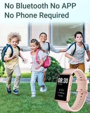 HUAKUA Smartwatch (1,47 Zoll, keine App, Kein Bluetooth, kein Telefon), Touchscreen Einfach Fitness Tracker Stoppuhr Wasserdicht Fitnessuhr