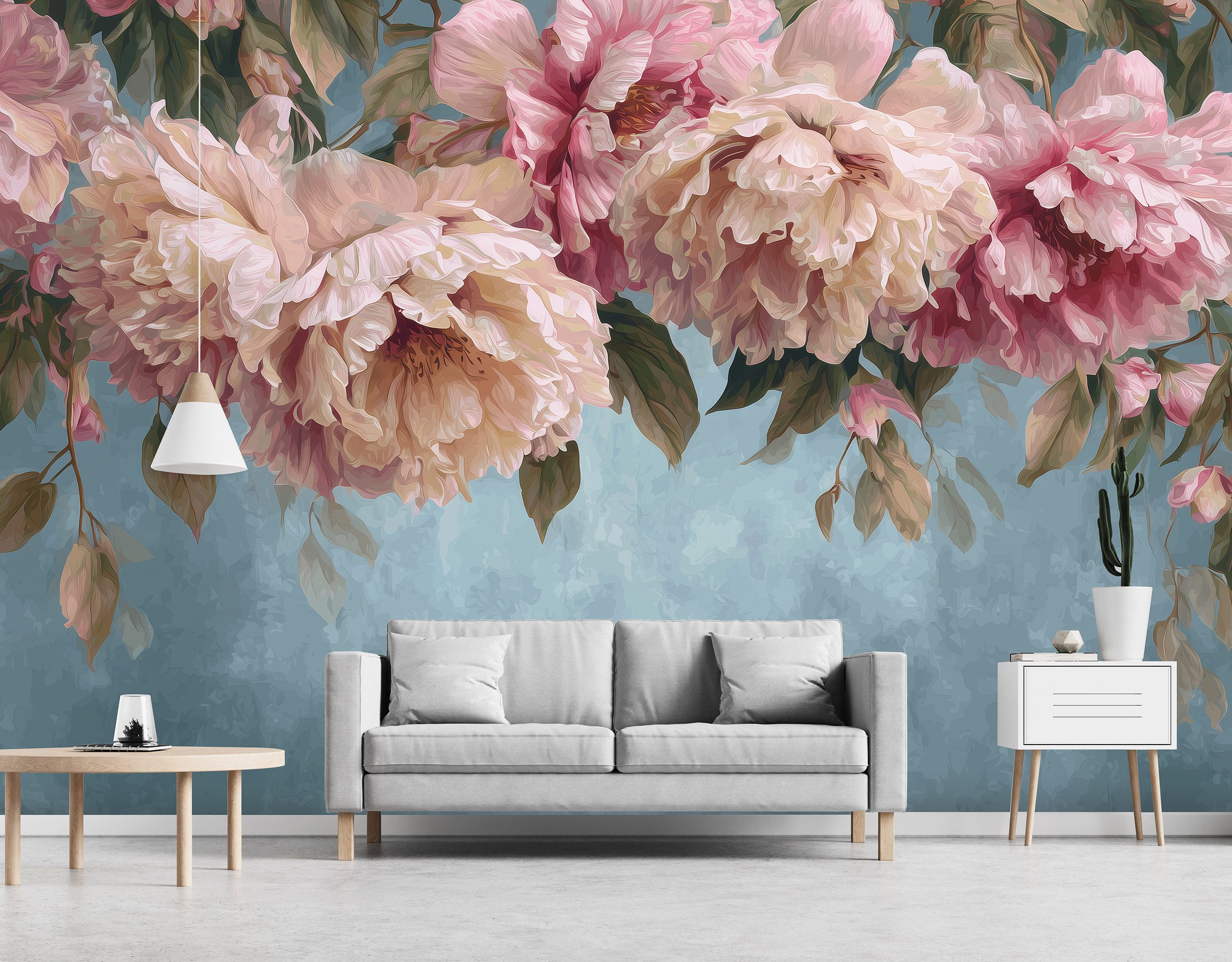 Wallarena Fototapete Blumen Pfingstrosen - Mehrfarbig - Elegant - Vlies - Schlafzimmer, glatt, (2 St), 100x70cm