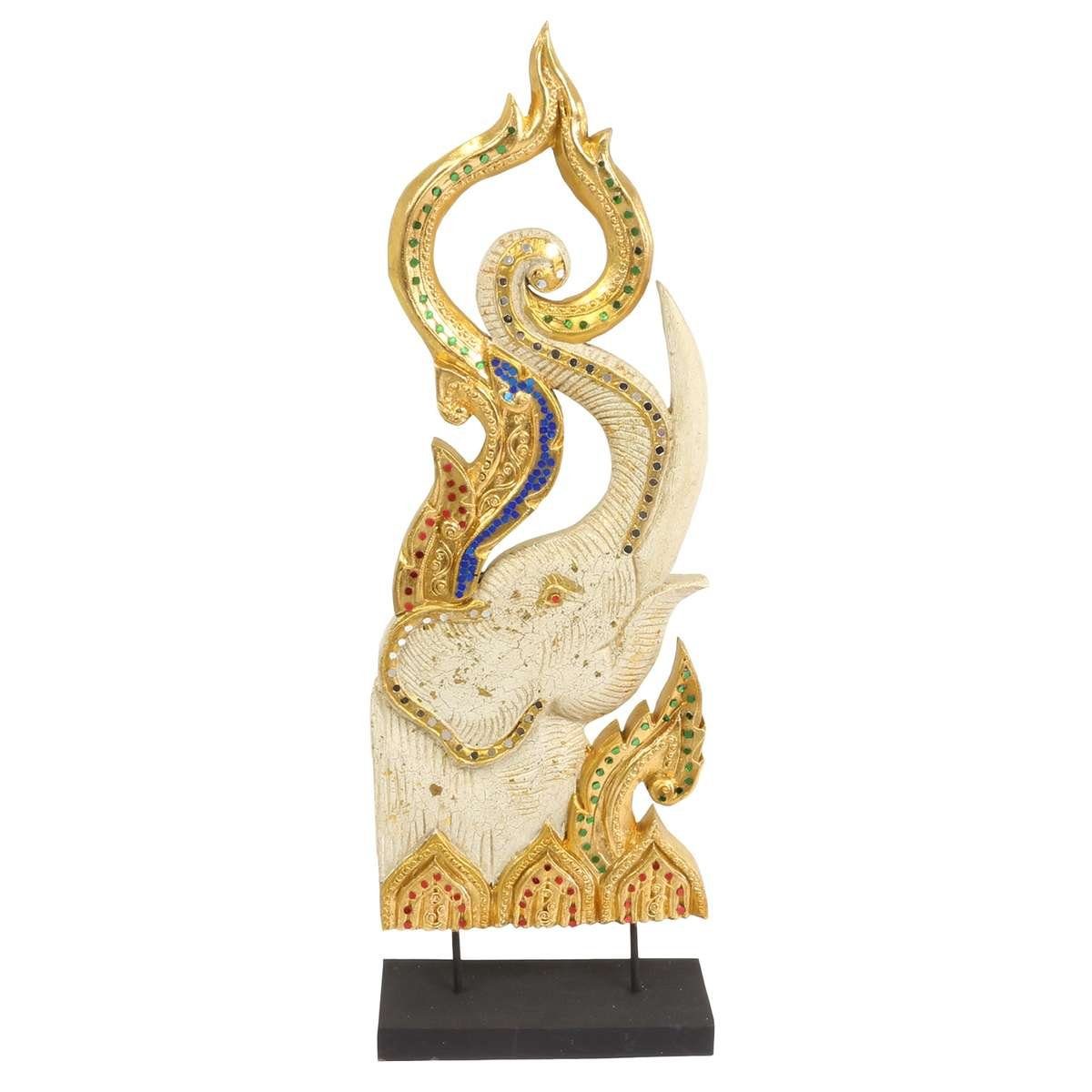 Oriental Galerie Dekofigur im Elefant gold in rechts aus Herstellung Thailand Skulptur (1 traditionelle weiß Handarbeit Ursprungsland St)