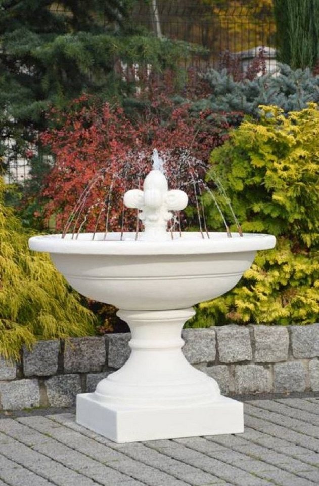 Thumbnail - Casa Padrino Gartenbrunnen Jugendstil Springbrunnen Lilie Weiß Ø 102 x H. 110 cm - Prunkvoller Gartenbrunnen - Gartendek...