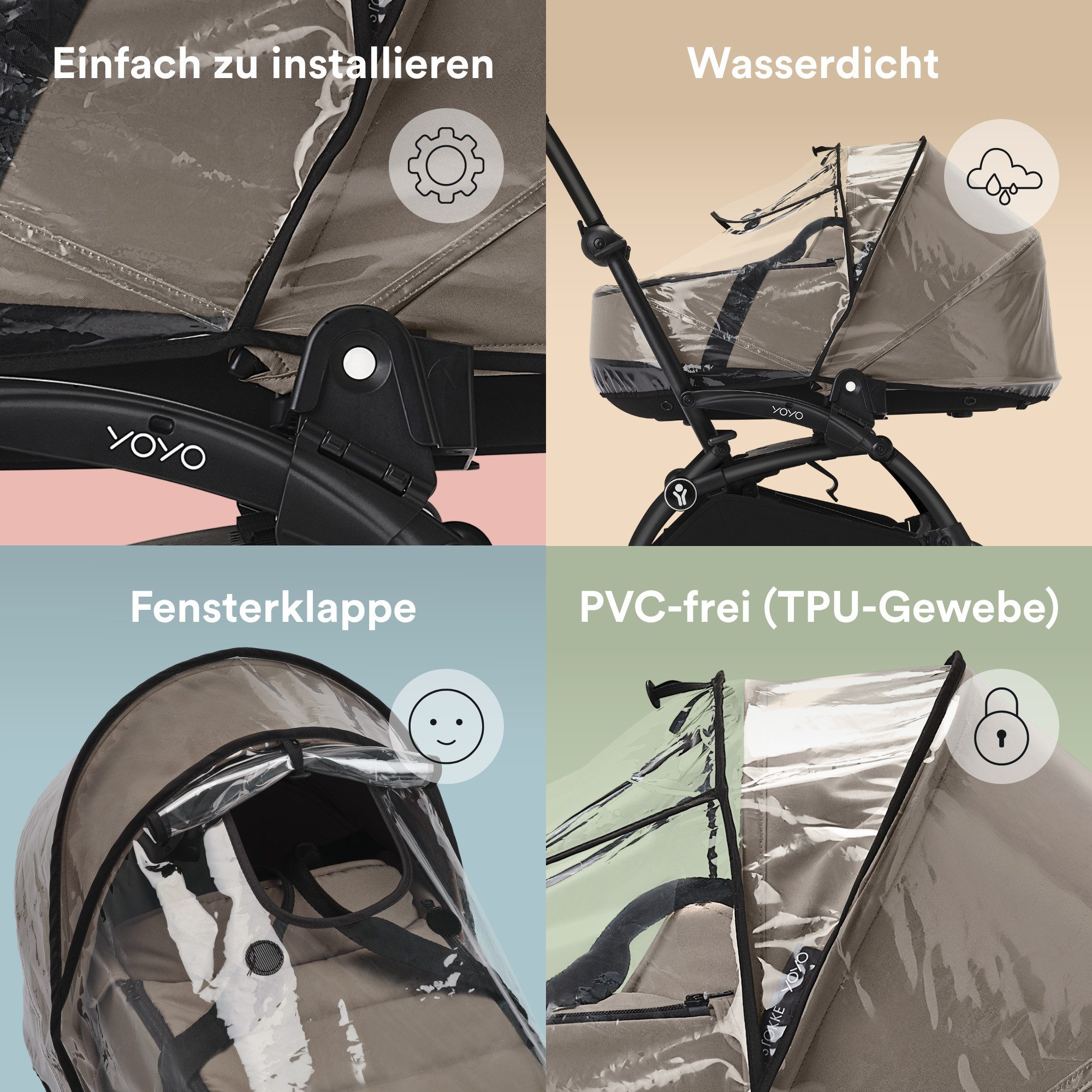 Stokke Kinderwagen-Regenschutzhülle YOYO Regenhülle für Neugeborene, Schütze dein Kind vor schlechtem Wetter