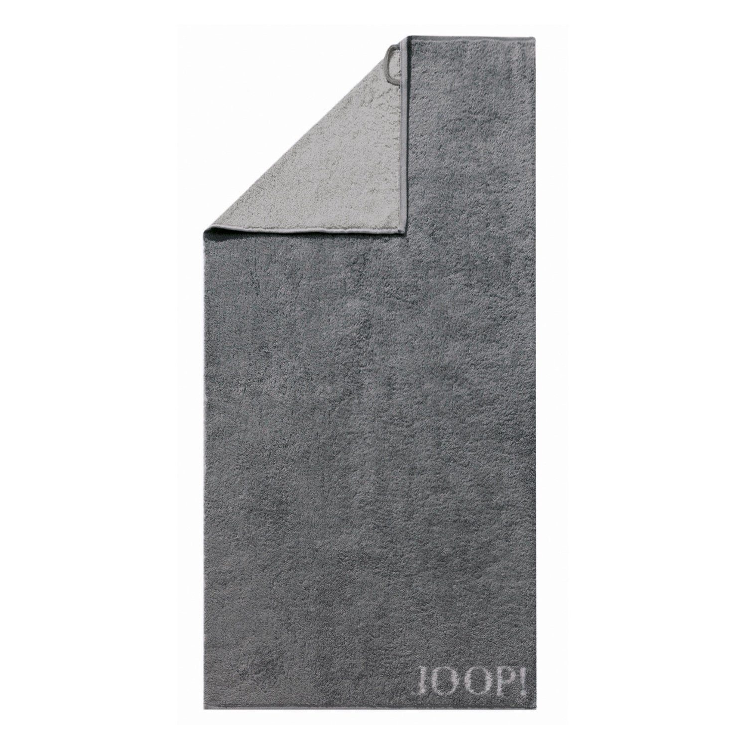 Joop! Handtuch Classic Dunkelgrau Unifarben (1-St), Wendeoptik, Flauschig, Waschhandschuh Walkfrottier Logo, Doubleface 77, Anthrazit 1600