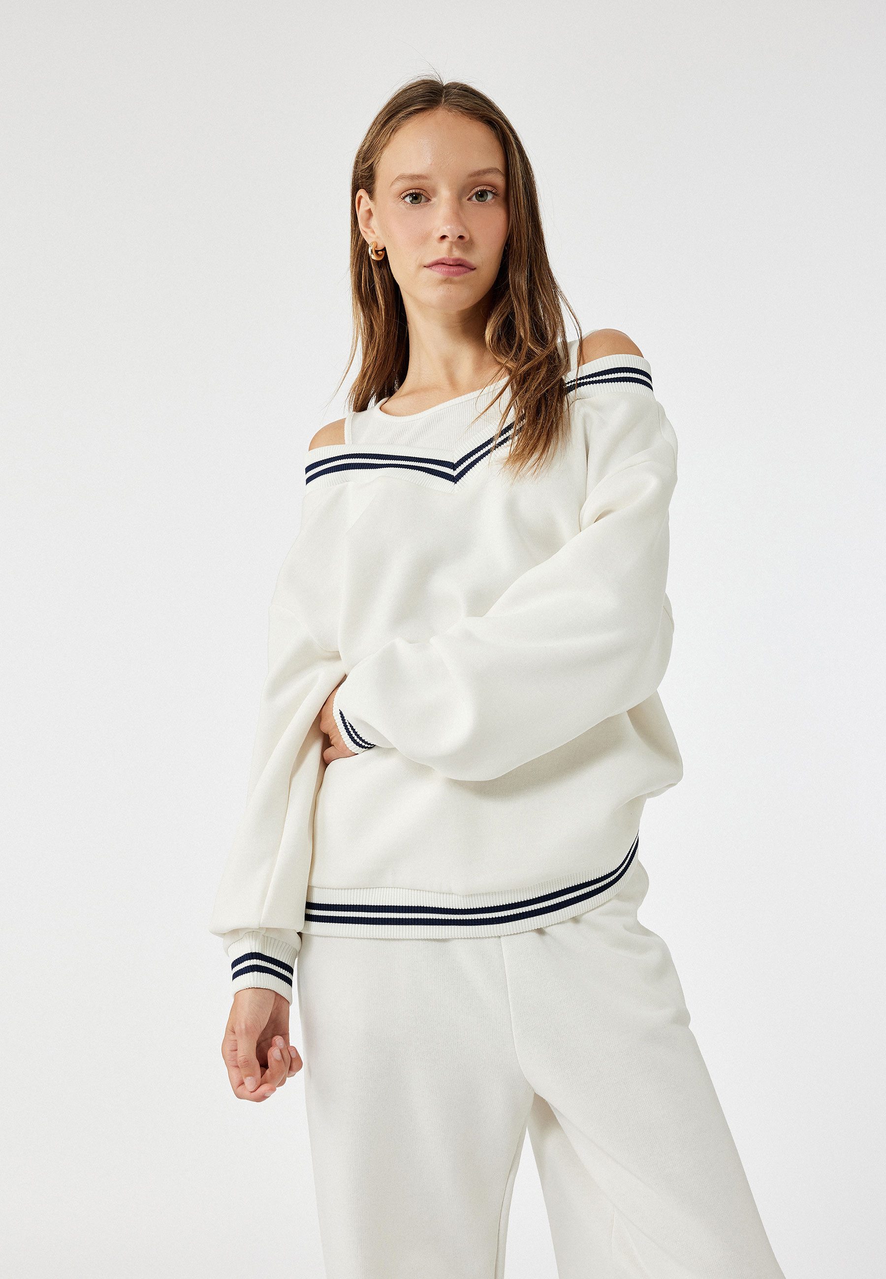 Koton Sweatshirt V-Kragen 2İn1 Sweatshirt
