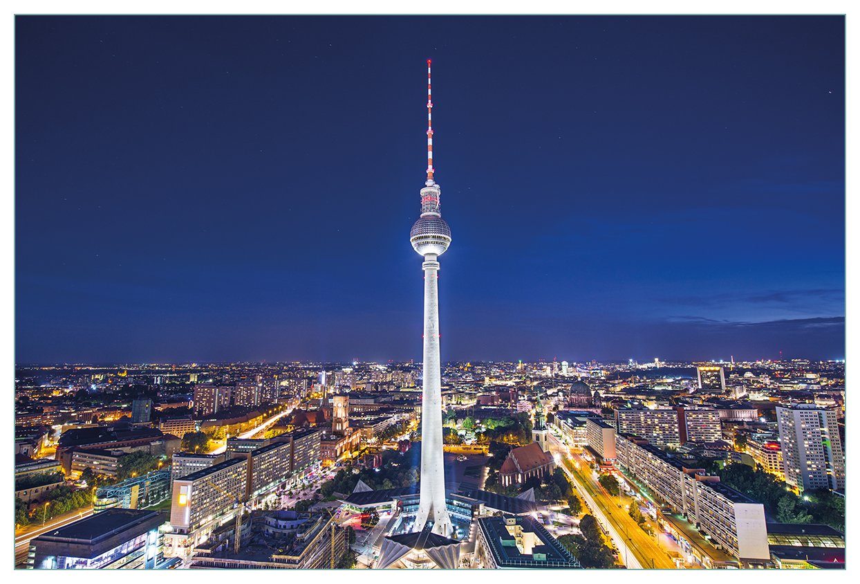 Wallario bei (1-tlg) Fernsehturm Berlin Küchenrückwand Nacht,