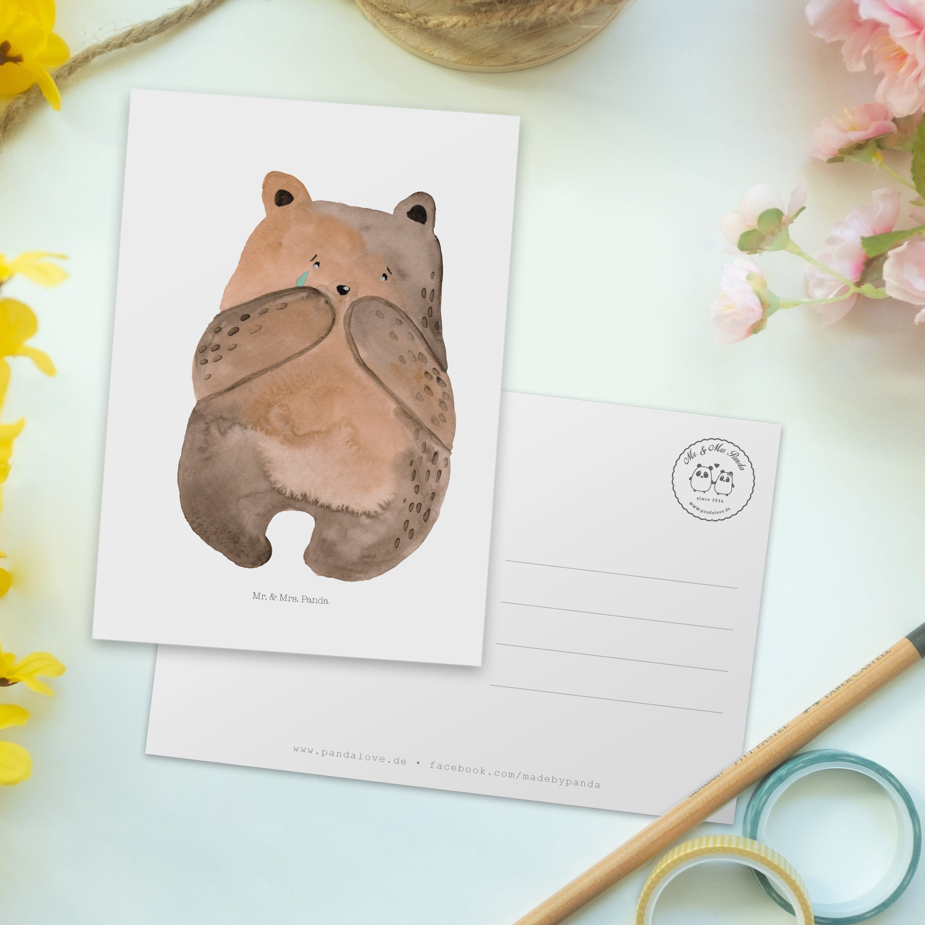 Geschenk, Verlust & Weiß - Dankeskarte, Panda Postkarte Einladung, Bär Mr. Mrs. Bär Verlust - Tr