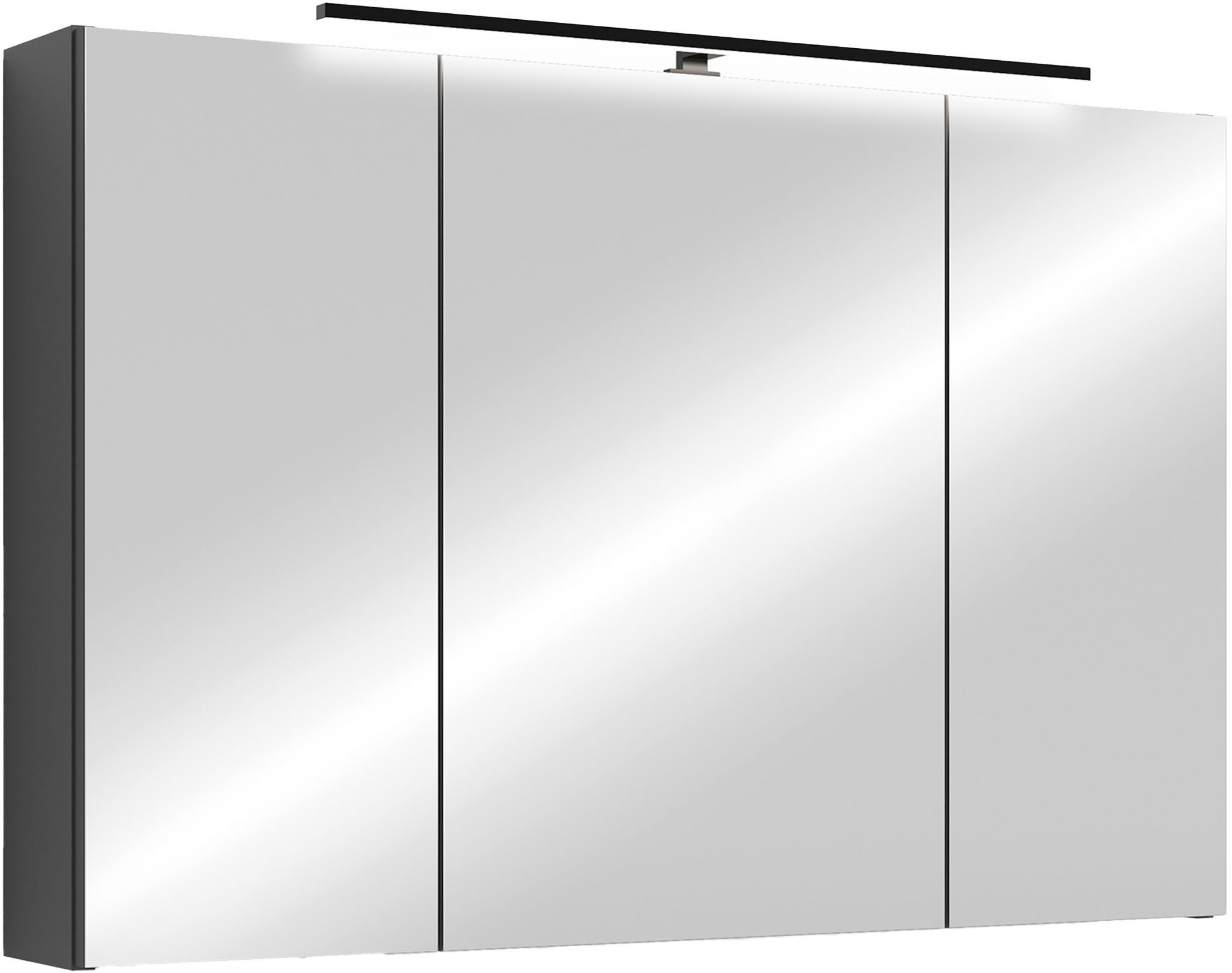 byLIVING Spiegelschrank Serie Spree, in vielen Breiten erhältlich Soft-Close, LED Beleuchtung mit Schalter- und Steckdosenbox