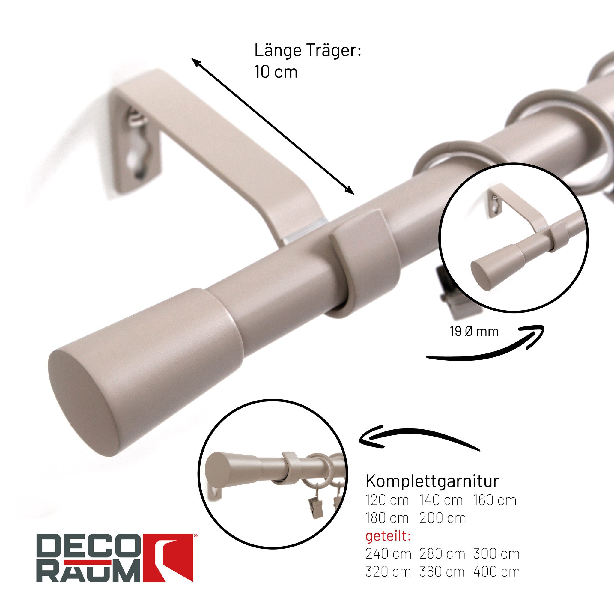 Deco-Raum Gardinenstange Liya, Ø 19 mm, 1-läufig, Wunschmaßlänge, kürzbar, günstig online kaufen