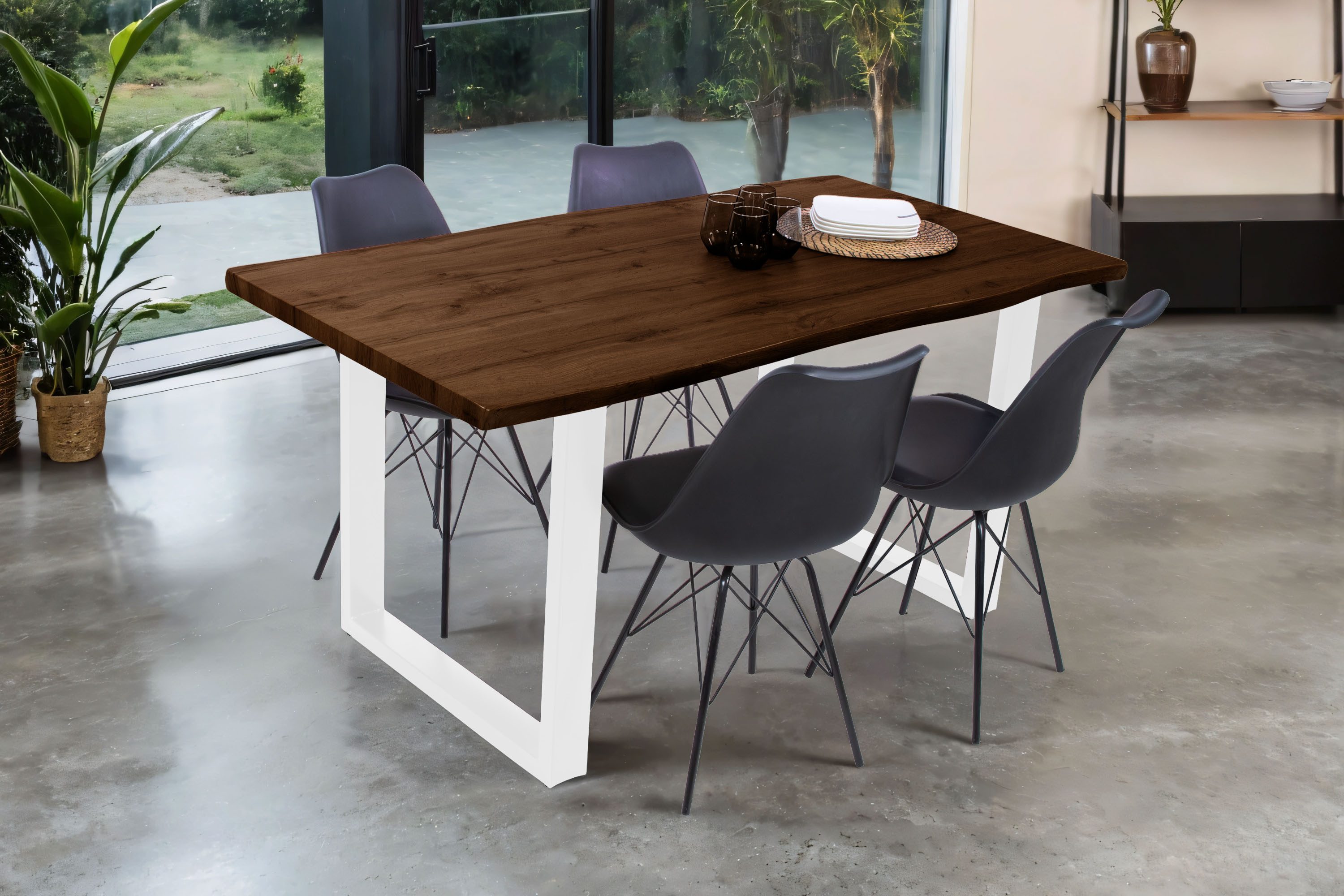Loreno® Esstisch Josy, Nussbaumholz, Baumkante, MDF-Platte, günstig online kaufen