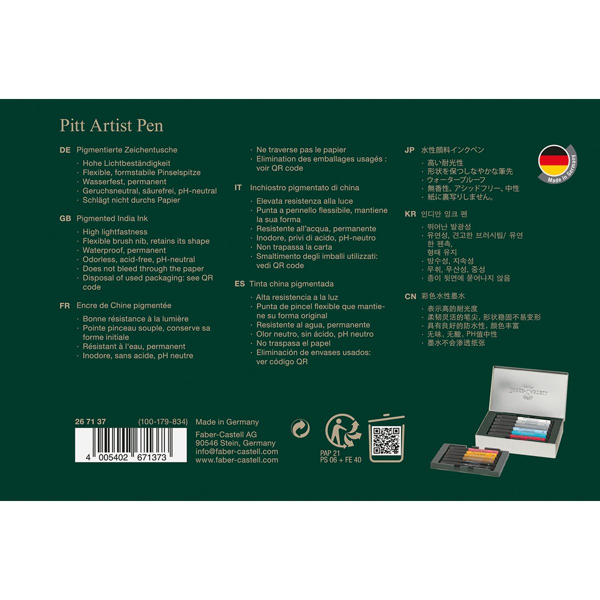 Füller Pitt Artist Pen Tuschestift. Geschenkset London, 12-teilig.