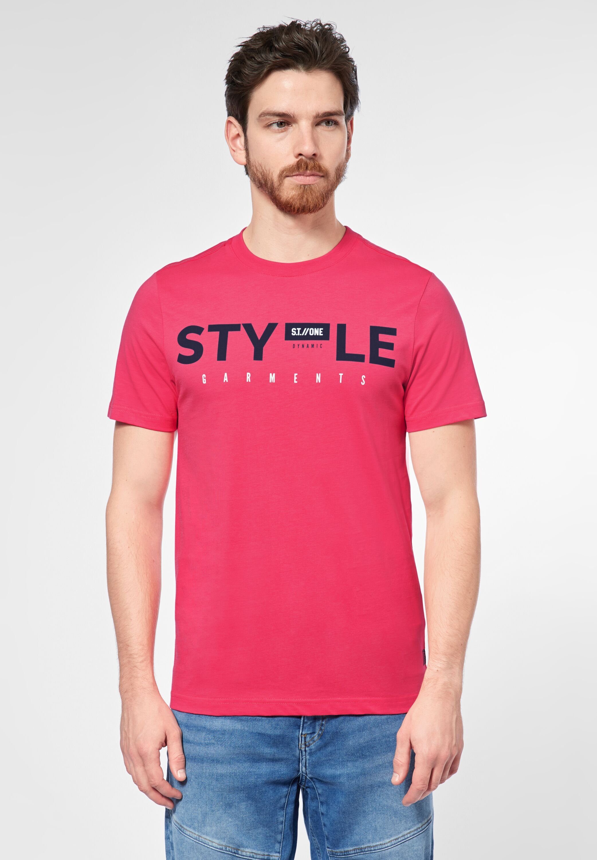 STREET ONE MEN Wording-Print red mit hibiscus T-Shirt