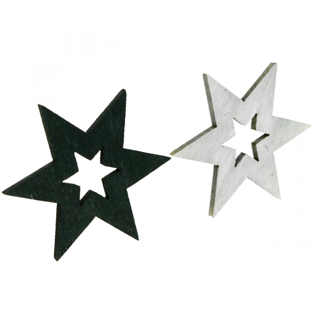 Florists Products Weihnachtsmann Holzsterne Deko Streudeko Weihnachten Schwarz 72 St 4cm, 72 Stück