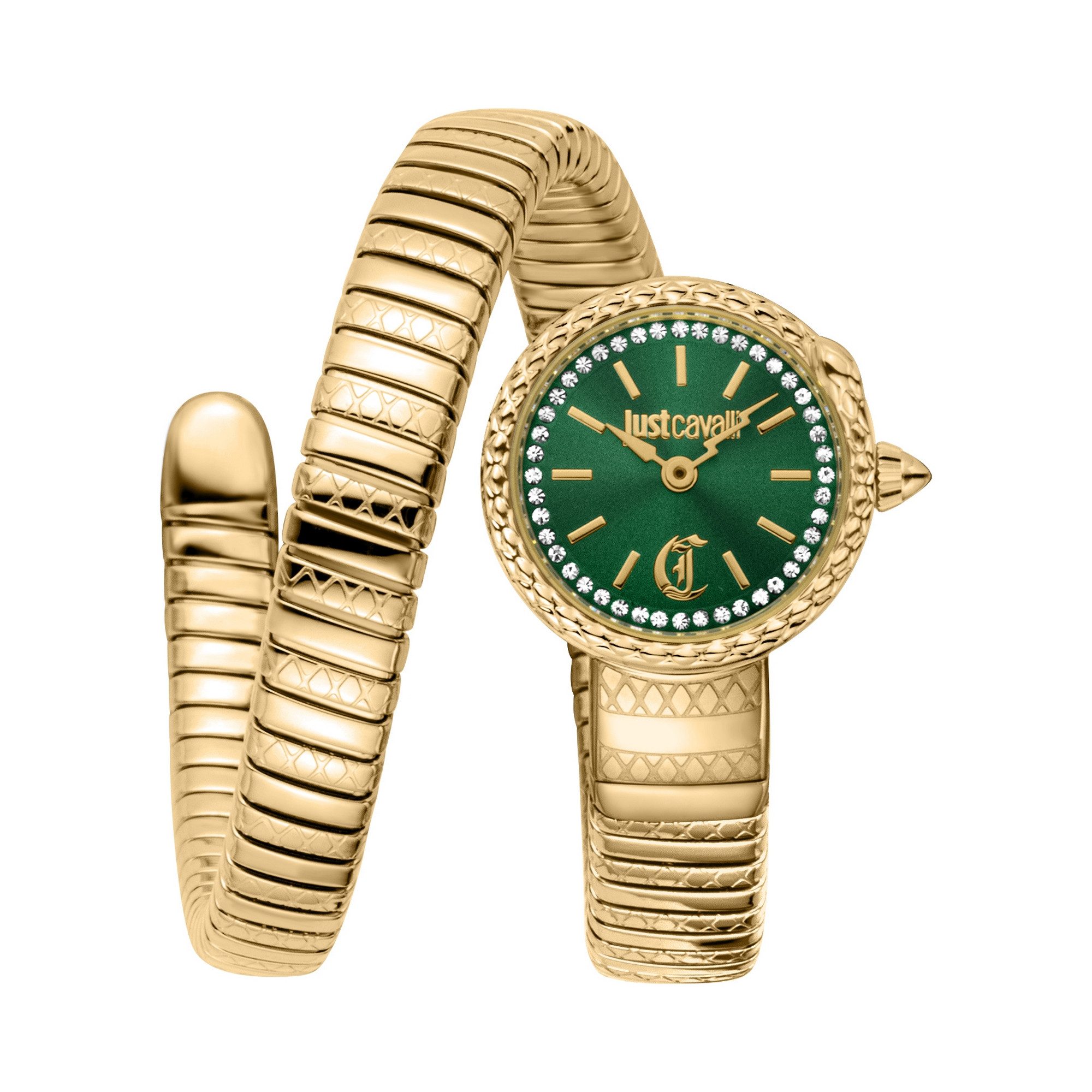 Just Cavalli Time Quarzuhr Signature Snake JC1L351M0035, Armbanduhr, Damenuhr, Edelstahlarmband, analog, Kristallsteine