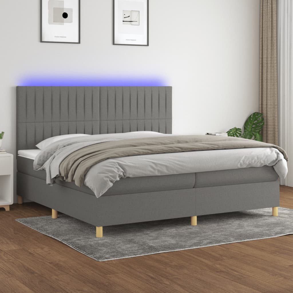 vidaXL Boxspringbett Boxspringbett mit Matratze LED Dunkelgrau 200x200 cm S günstig online kaufen