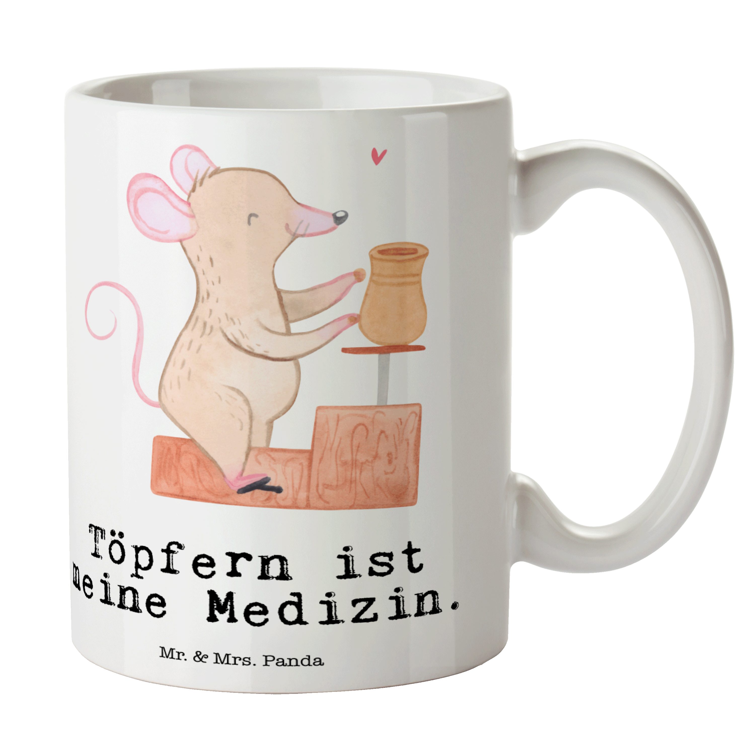 Mr. & Mrs. Panda Tasse Maus Töpfern Medizin - Weiß - Geschenk, Büro Tasse, Töpferei, Sport, Keramik