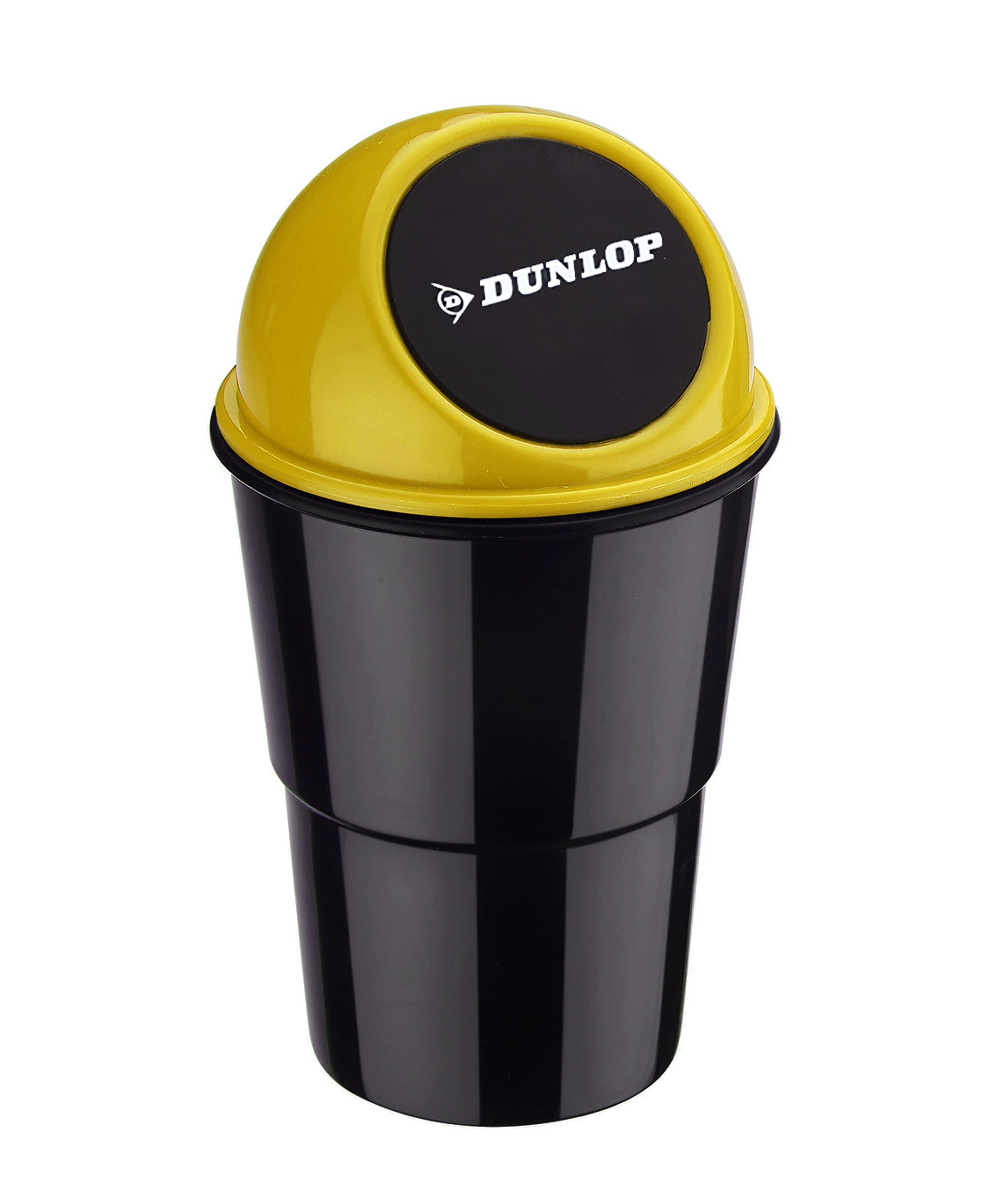 Dunlop Mülleimer Mini MÜLLEIMER für Auto Push-Deckel DUNLOP Automülleimer PKW KFZ Abfalleimer Tischabfalleimer Mülltonne Getränkehalter 74 (Gelb)