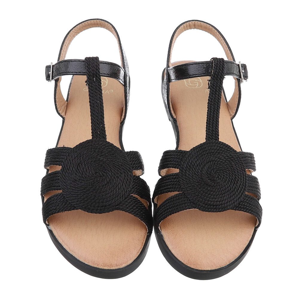 Ital-Design Damen Freizeit Riemchensandalette (86706449) Blockabsatz Riemchensandalen in Schwarz