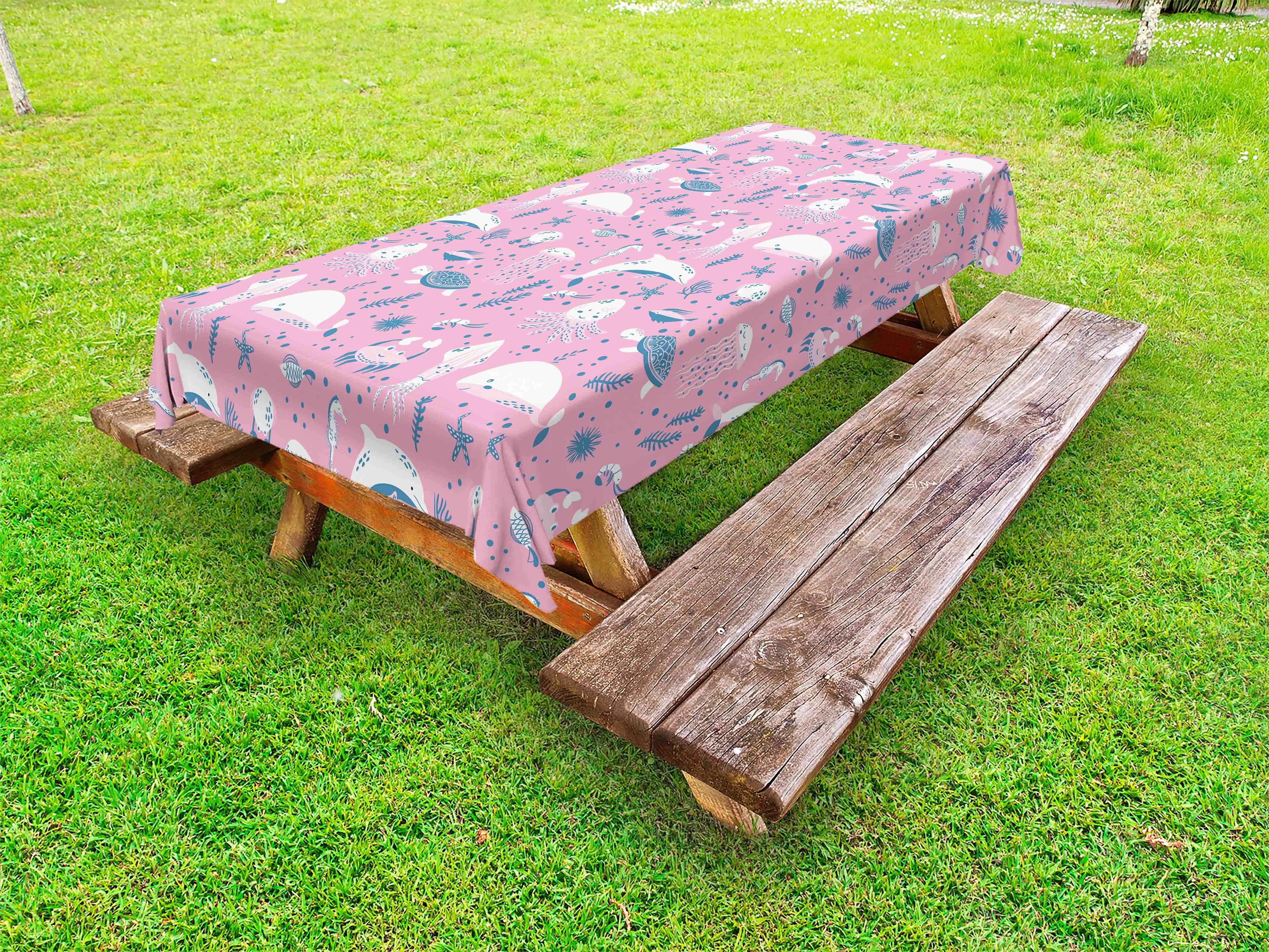 Quallen Picknick-Tischdecke, waschbare Tischdecke Das Abakuhaus Marine-Stil dekorative Leben Aqua in