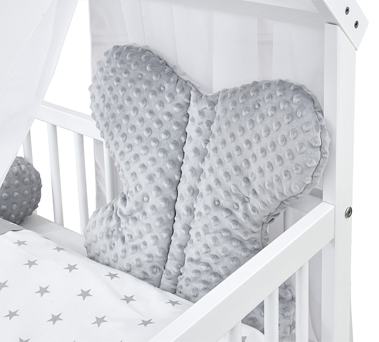 Baby-Delux Komplettbett Hausbett Babybett Schublade Schutzgitter Beißschienen Komplettset, 11-tlg., Kinderbett 60x120 cm weiß, Bettset verschiedene Designs