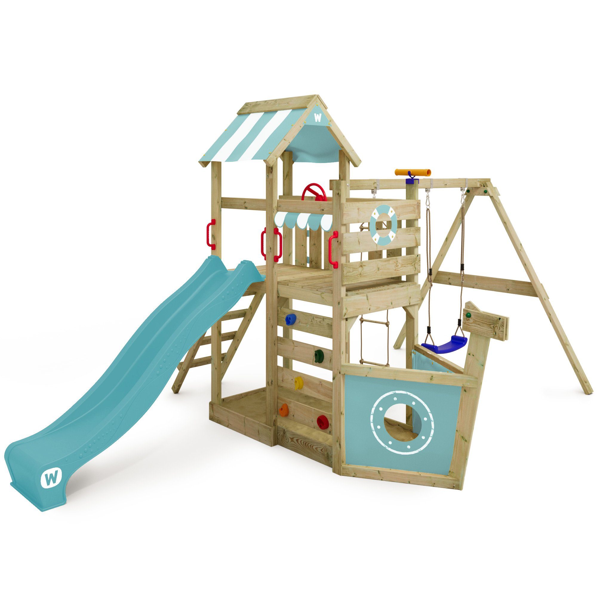Wickey Spielturm SeaFlyer – Maritimer Kinderkletterturm in Schiffsoptik, Klettergerüst - Perfekt für kleine Seefahrer mit 10 Jahren Garantie*