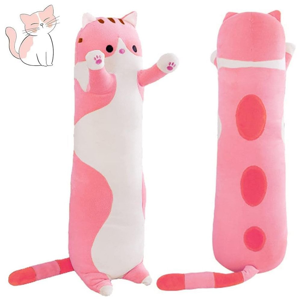 TUWENA Kuscheltier Lange Katze Kuscheltier Stofftiere Katzenplüsch Spielzeug Kuschelkisse, Schönste Geschenke (Rosa,Grau, Braun, 50/70/90/110cm) Mehrere Optionen