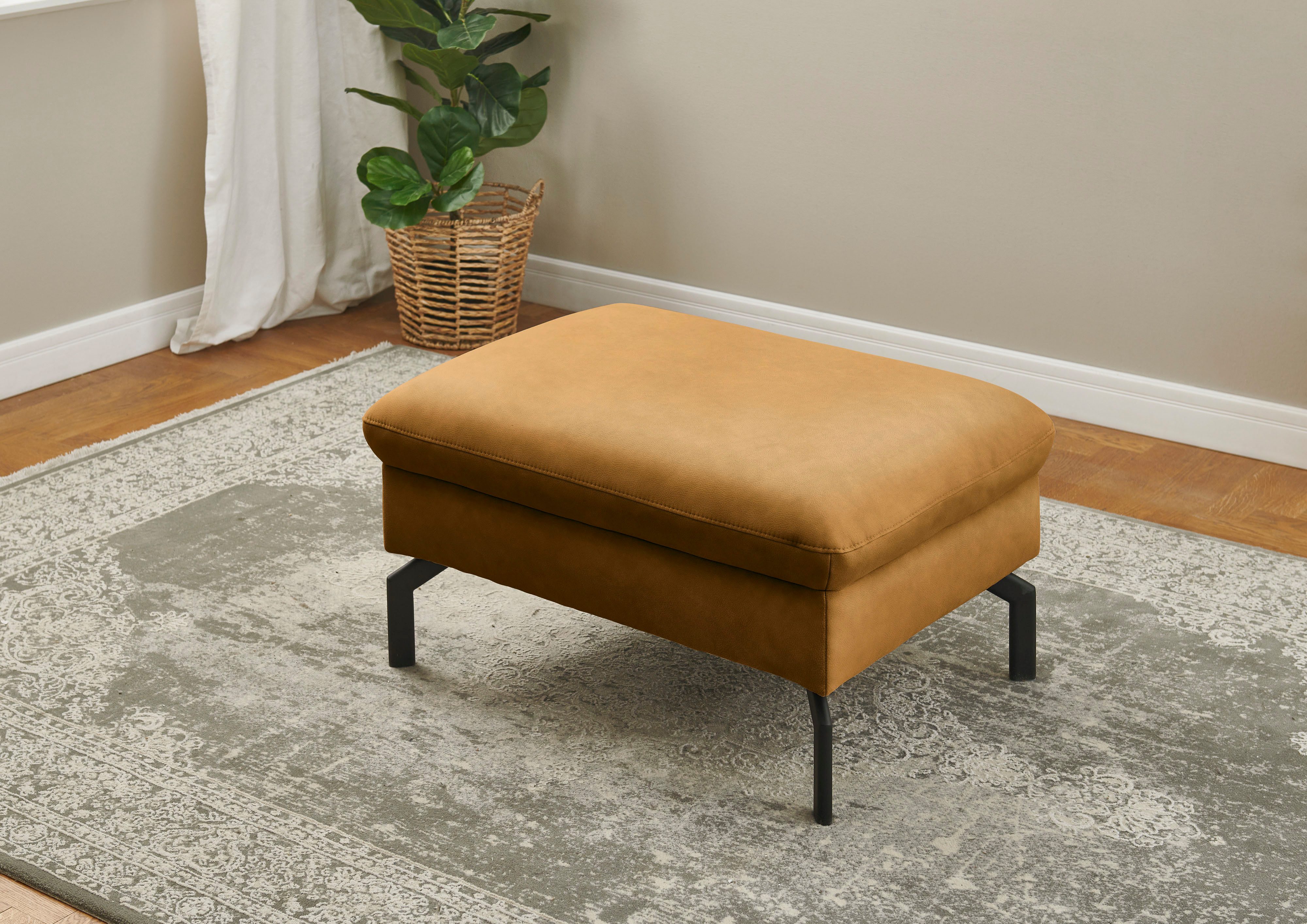 Die PlanBar Hocker PN-EM20028 Breite 87 cm, hochwertiges Glattleder, stylische Metallfüße