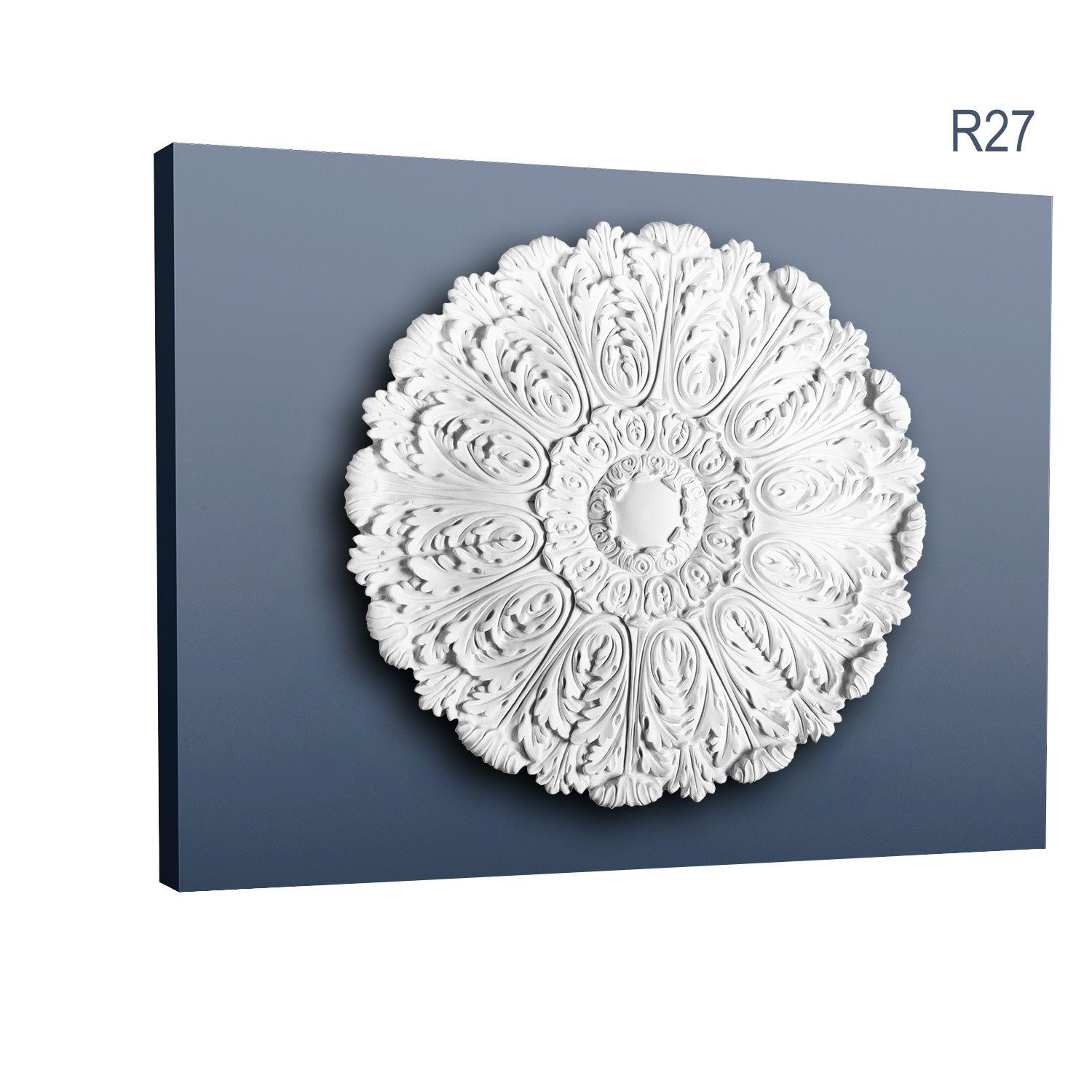 weiß, Medallion, Barock Stuckrosette, Rokoko Durchmesser 75 vorgrundiert, Zierelement, Stil: Decor Deckenrosette, Orac / Decken-Rosette St., (Rosette, R27 1 cm), Deckenelement,