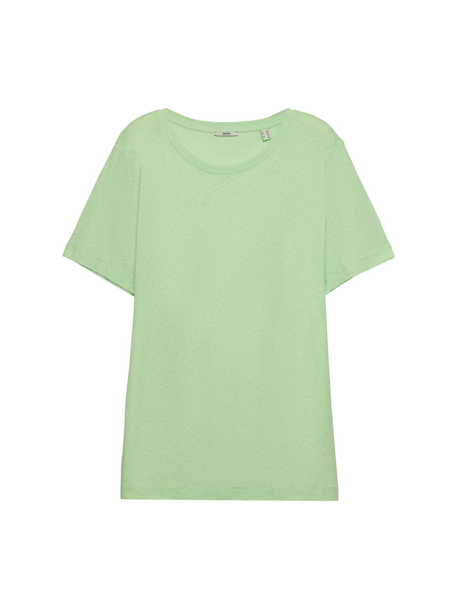 (1-tlg) CURVY T-Shirt CITRUS T-Shirt aus Baumwolle-Leinen-Mix GREEN Esprit