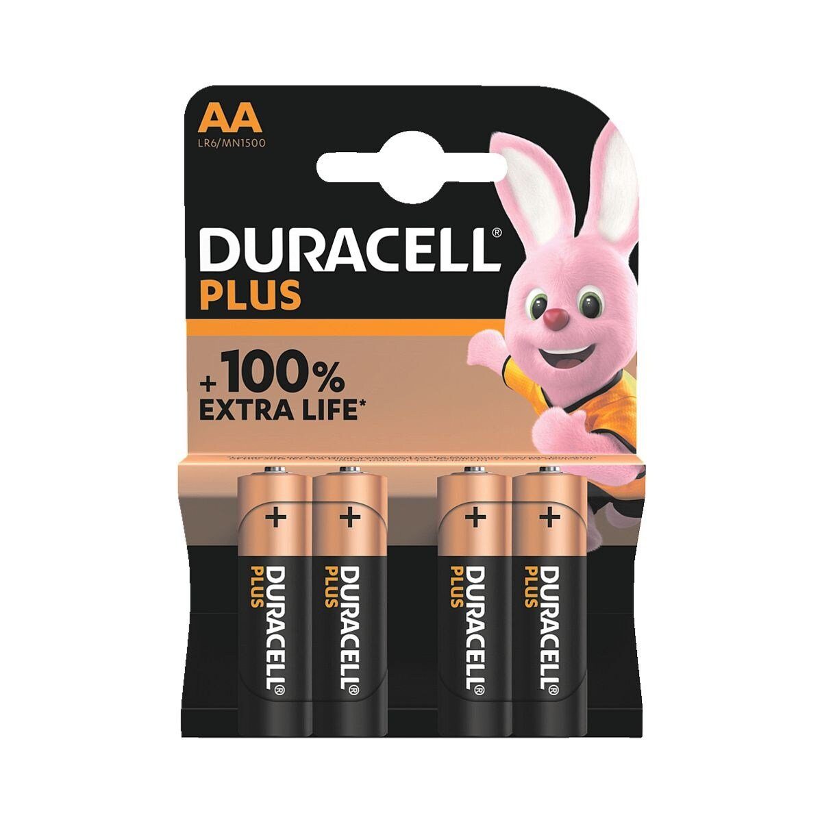 Duracell PLUS Batterie, (4 St), AA, lange Lebensdauer