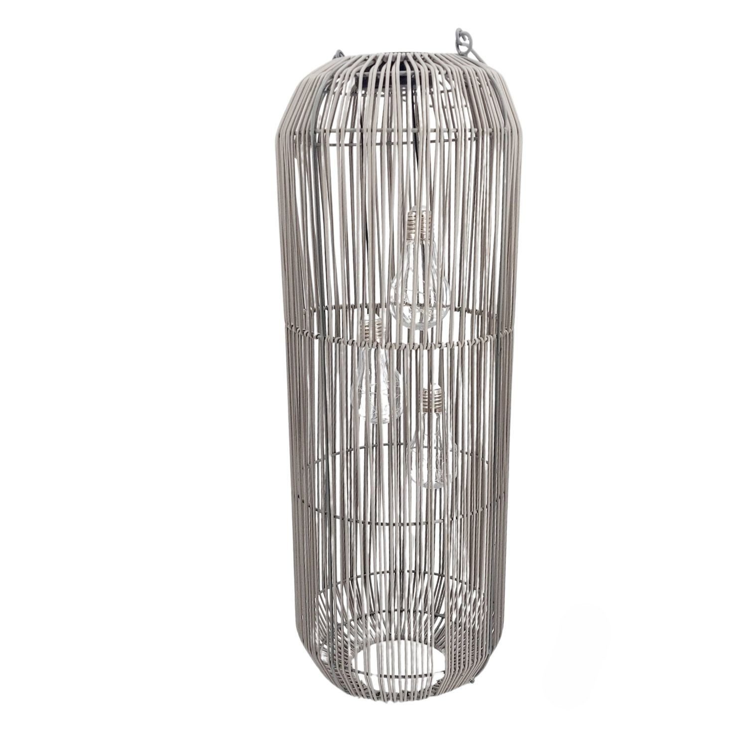 formano LED Tischleuchte Rattan-Optik, LED, Solarbetrieben, Grau, Bänder, H: 60cm
