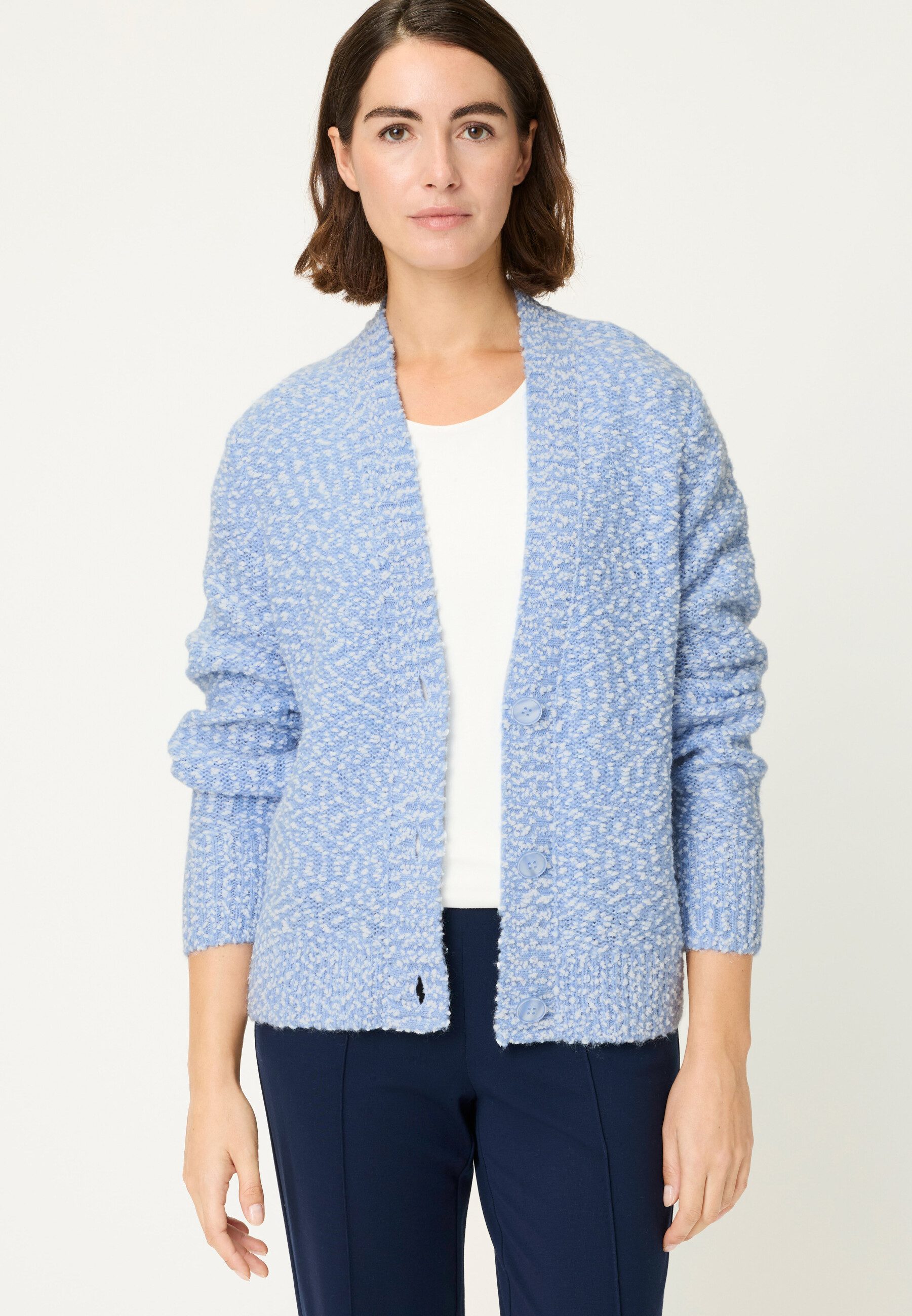 Olsen Cardigan mit melangartiger Strickstruktur