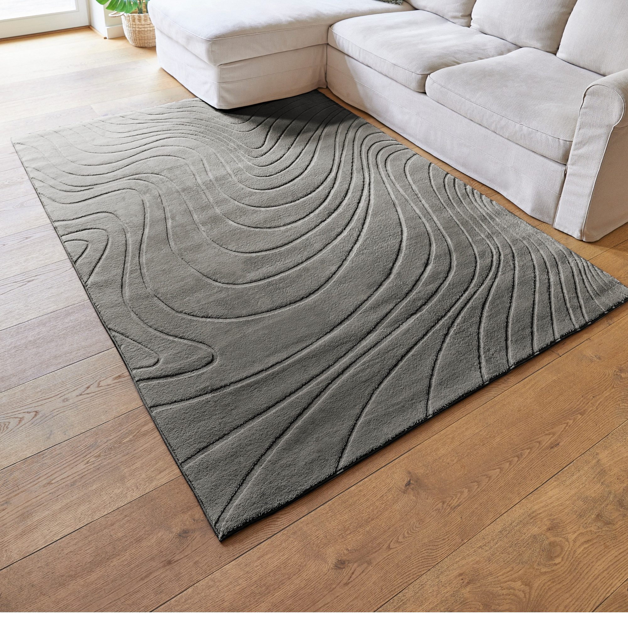 Andiamo Teppich Dale, rechteckig, Höhe: 10 mm, Uni Farben, Hoch-Tief-Struktur, Carving-Effekt, Wohnzimmer