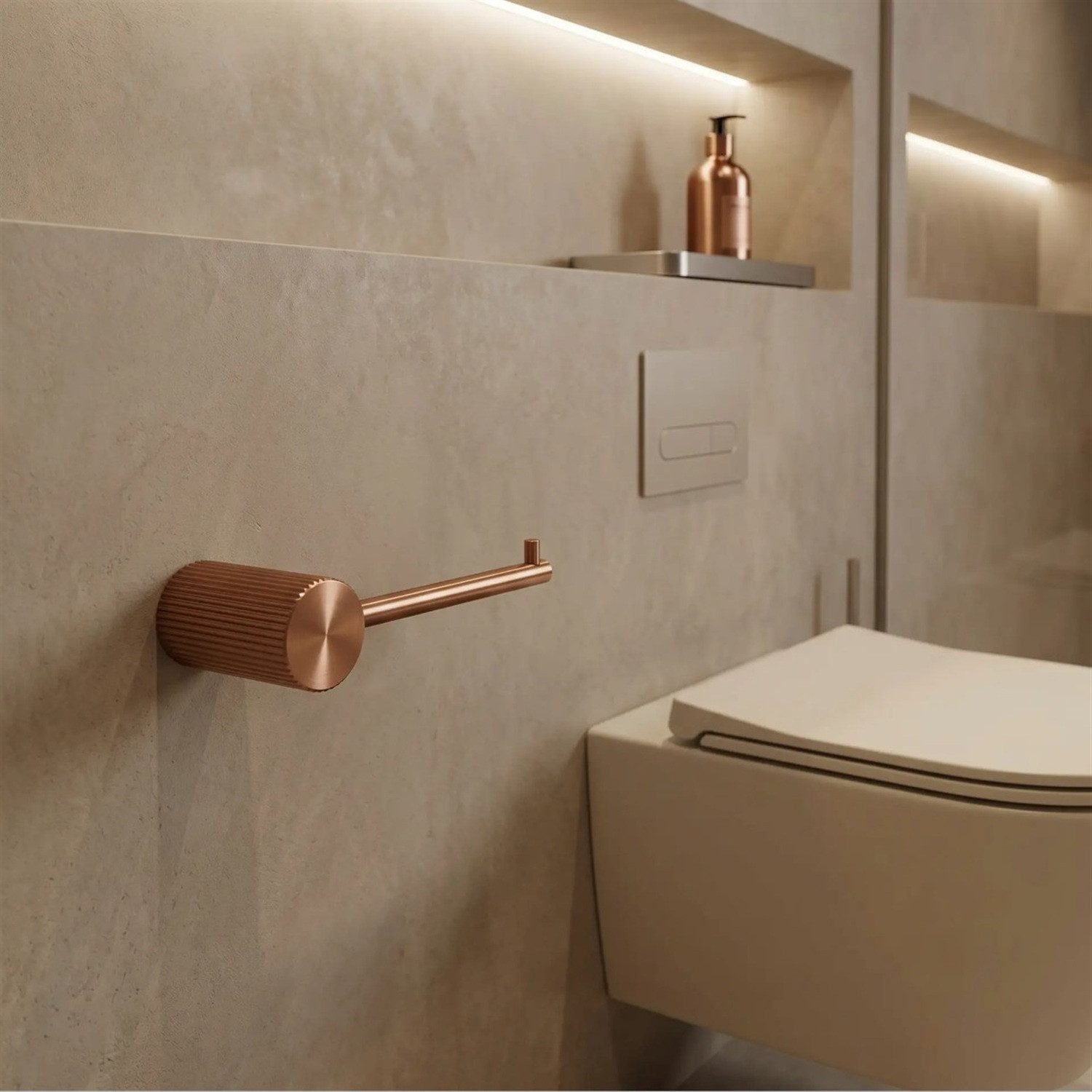 wohnwerk.idee Toilettenpapierhalter Solo Toilettenpapierhalter Wandmontage Metall, Gerändeltes Design – Bild 2 von 5