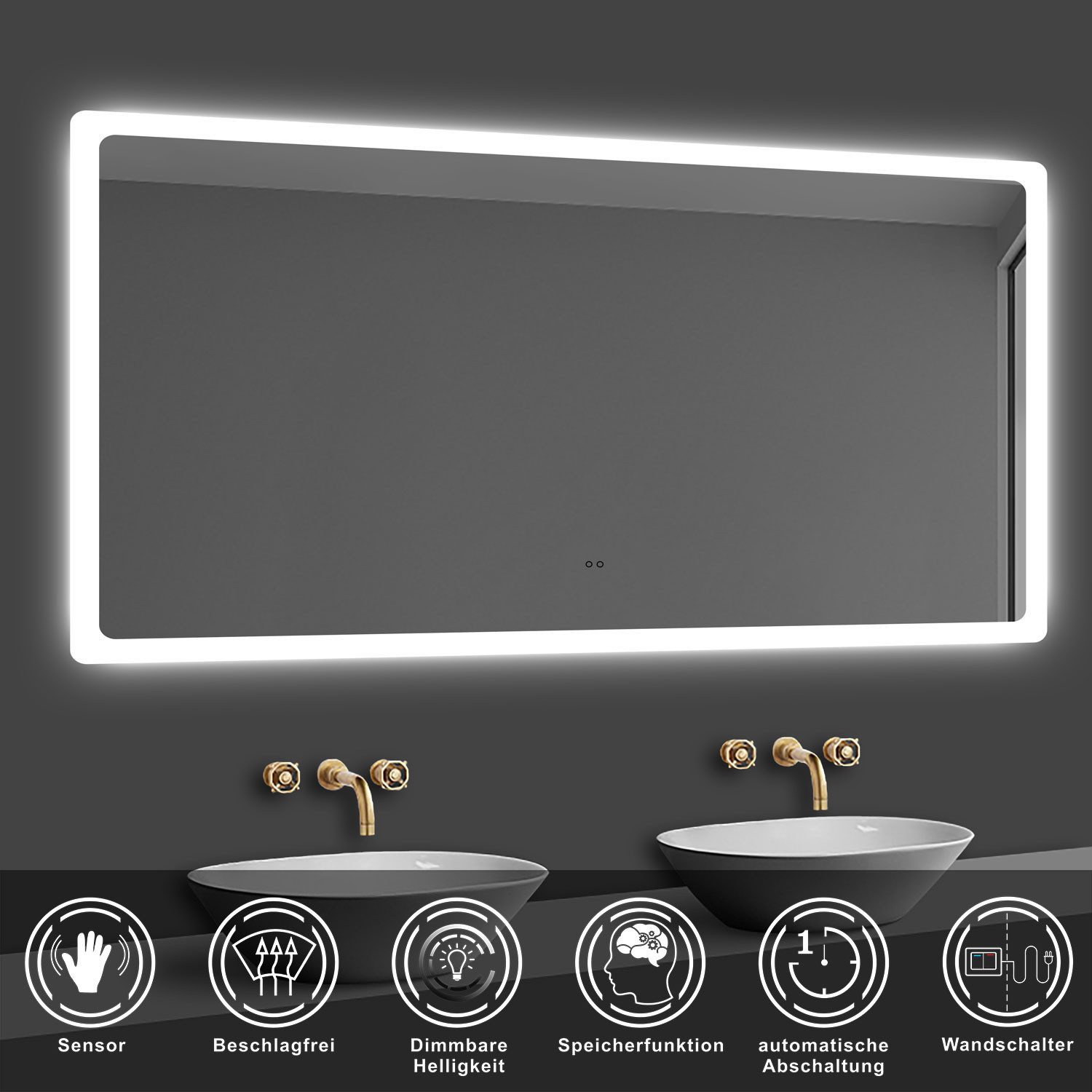 duschspa Badspiegel LED Spiegel mit Beleuchtung dimmbar beschlagfrei Wandsp günstig online kaufen