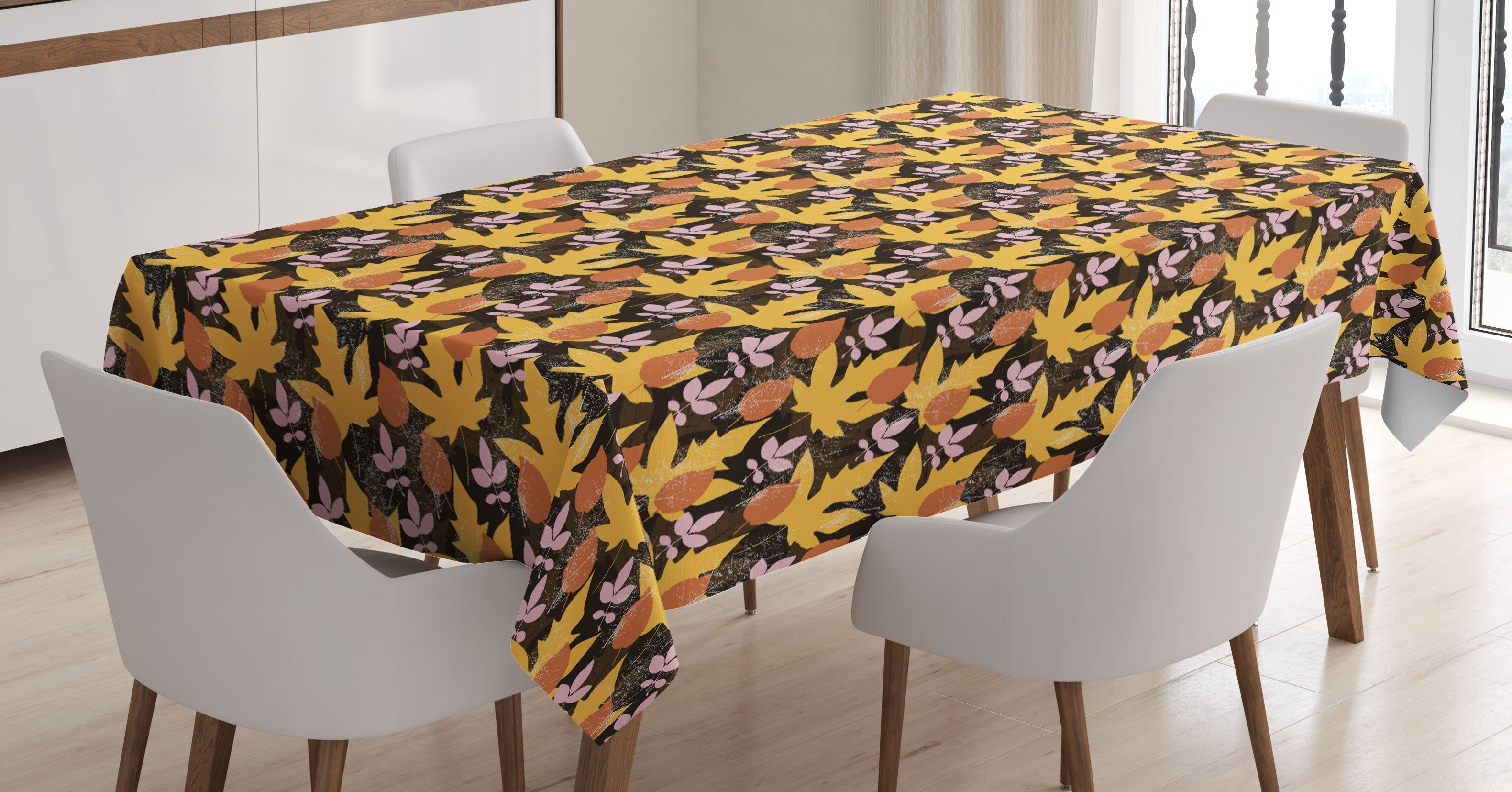 Abakuhaus Tischdecke Farbfest Waschbar Für den Außen Bereich geeignet Klare Farben, Blumen Herbst-Blätter auf Grunge Zurück