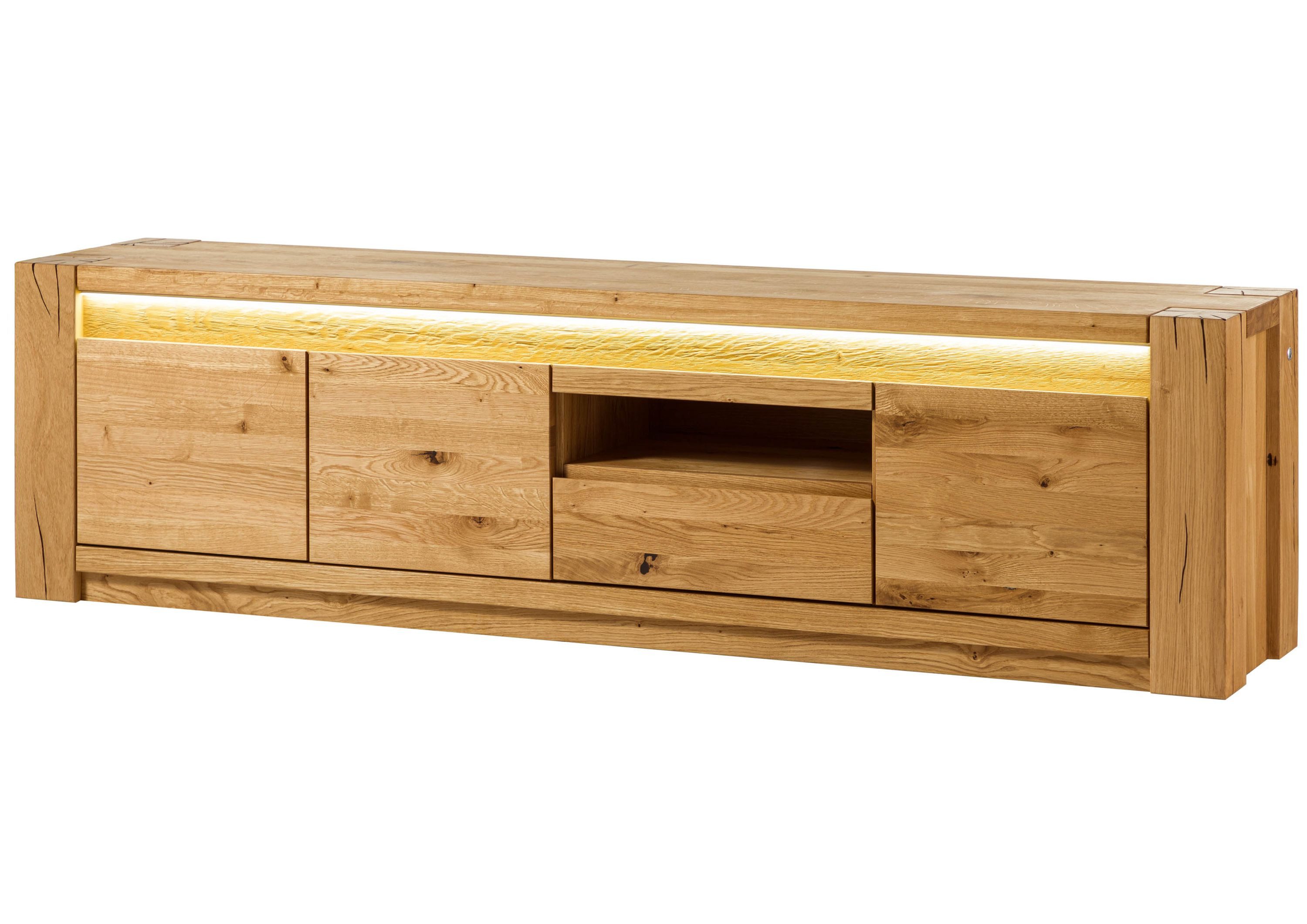 Massivmoebel24 TV-Board KENT (Massivholz), Wildeiche 193x40x53 natur geölt KENT #133