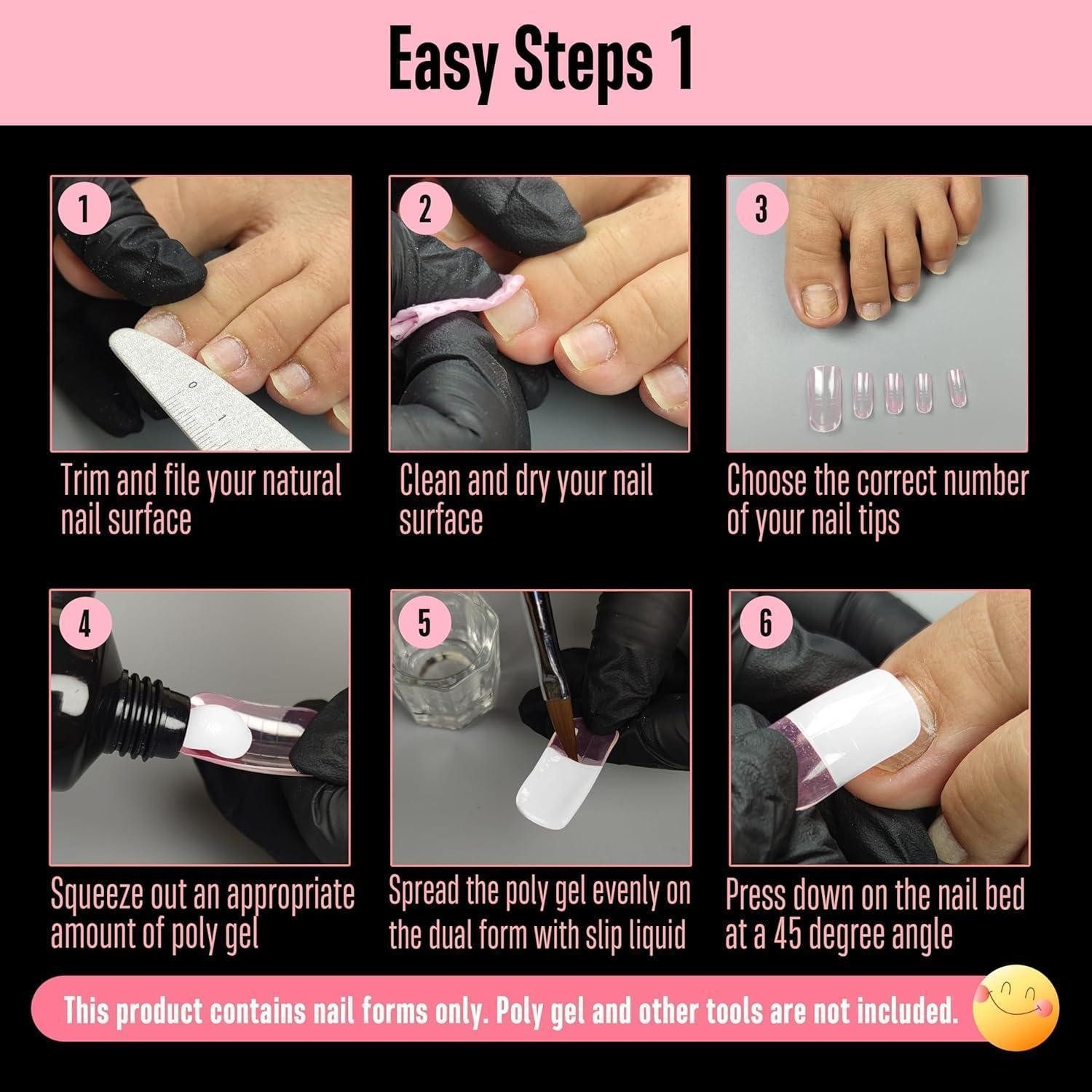 LuxusKollektion Nageldesign Zubehör Dual Forms Zehennagel 300 Polygel 15 Toe Nail Dual Form Pink 300_EU – Bild 5 von 5