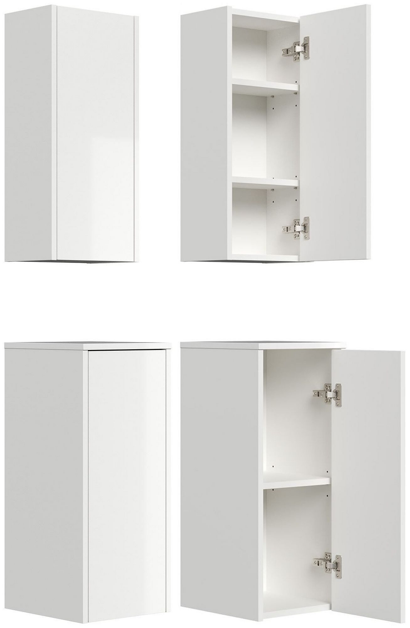 Posseik Hängeschrank Badschrank im 2er-Set "Limes" Weiß Hochglanz