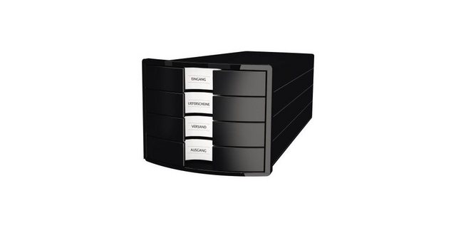 HAN Organizer “Schubladenbox IMPULS 4 Schubfächer DIN A4 DIN C4 Polystyrol Gehäusefarbe: schwarz Farbe der Schublade: schwarz”