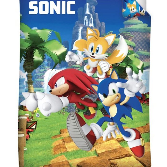 Bettwäsche Sonic the Hedgehog Kinder Mikrofaser Bettwäsche Set Sonic SEGA Polyester Bettdeckenbezug 140x200 cm Kissenbezug 63x63 cm MB11469