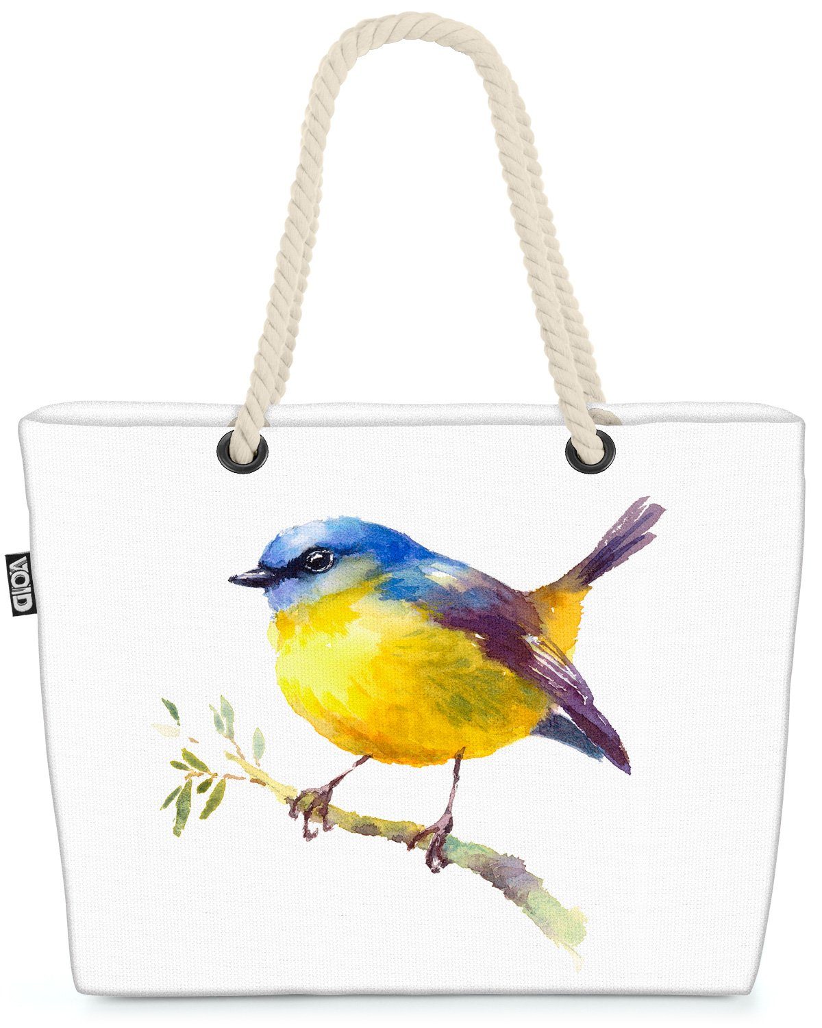 VOID Strandtasche (1-tlg), Blaumeise Illustration Wasserfarben Meise Blaumeise Vogel Natur Tiere