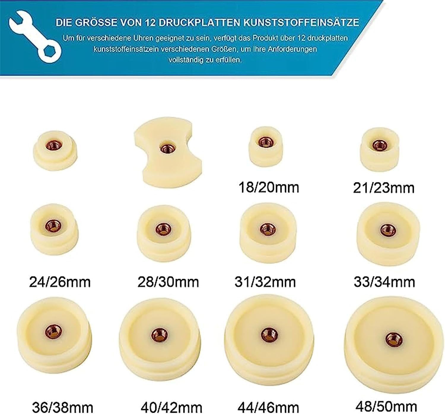 Youyijia Montagewerkzeug Uhr Presse 13-teilig Uhren Einpresswerkzeug Uhrendeckelpresse, (13-tlg)