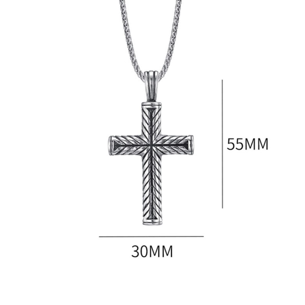 KARMA Kette mit Anhänger Herren Kreuz Halskette Silber Edelstahl wasserfest & antiallergisch (Kreuzkette antiallergisch, 1-tlg., Edelstahlkette Männerkette), Herrenkette