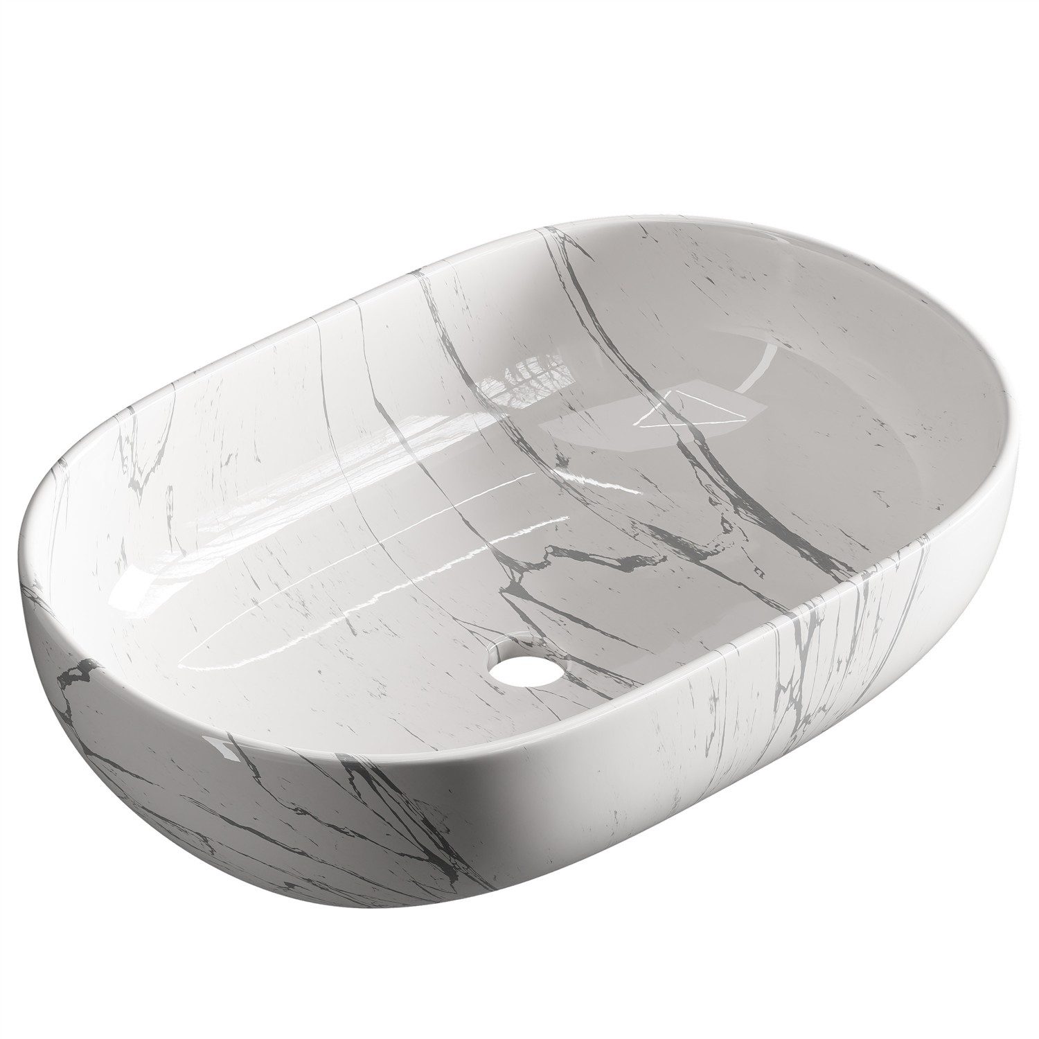 Planetmöbel Aufsatzwaschbecken Aquil Deluxe Badezimmer Waschbecken 60 cm oval für Waschtisch