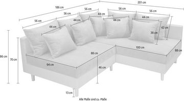 COLLECTION AB Ecksofa L-Form, Ecksofa,Ottomane rechte Seite montierbar,Komfortablen bonnelfederkern